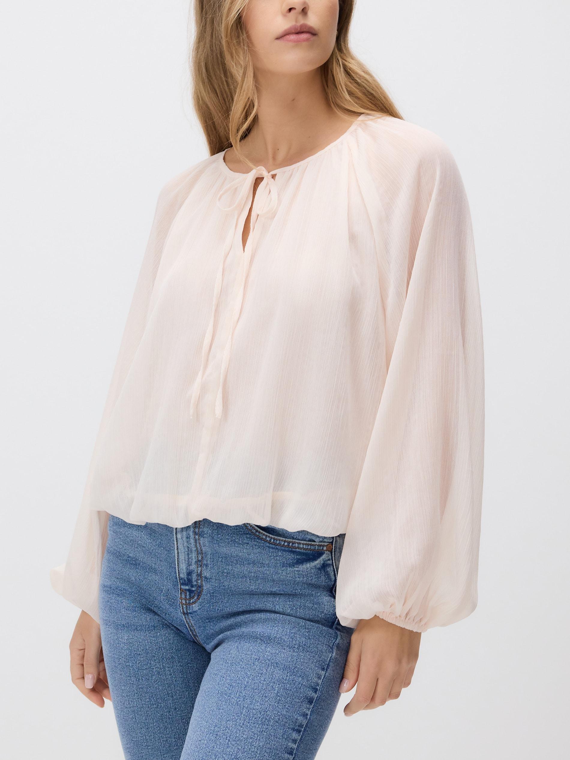 Pink Blouse With Tie Details, Pink, large image number 0