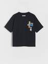 Reserved - Black Cotton T-Shirt With Application, Kids Boys