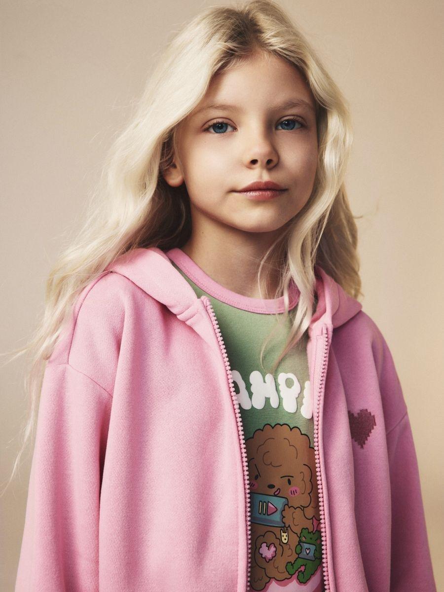 Pink Jogging Top, Kids Girls, Pink, medium