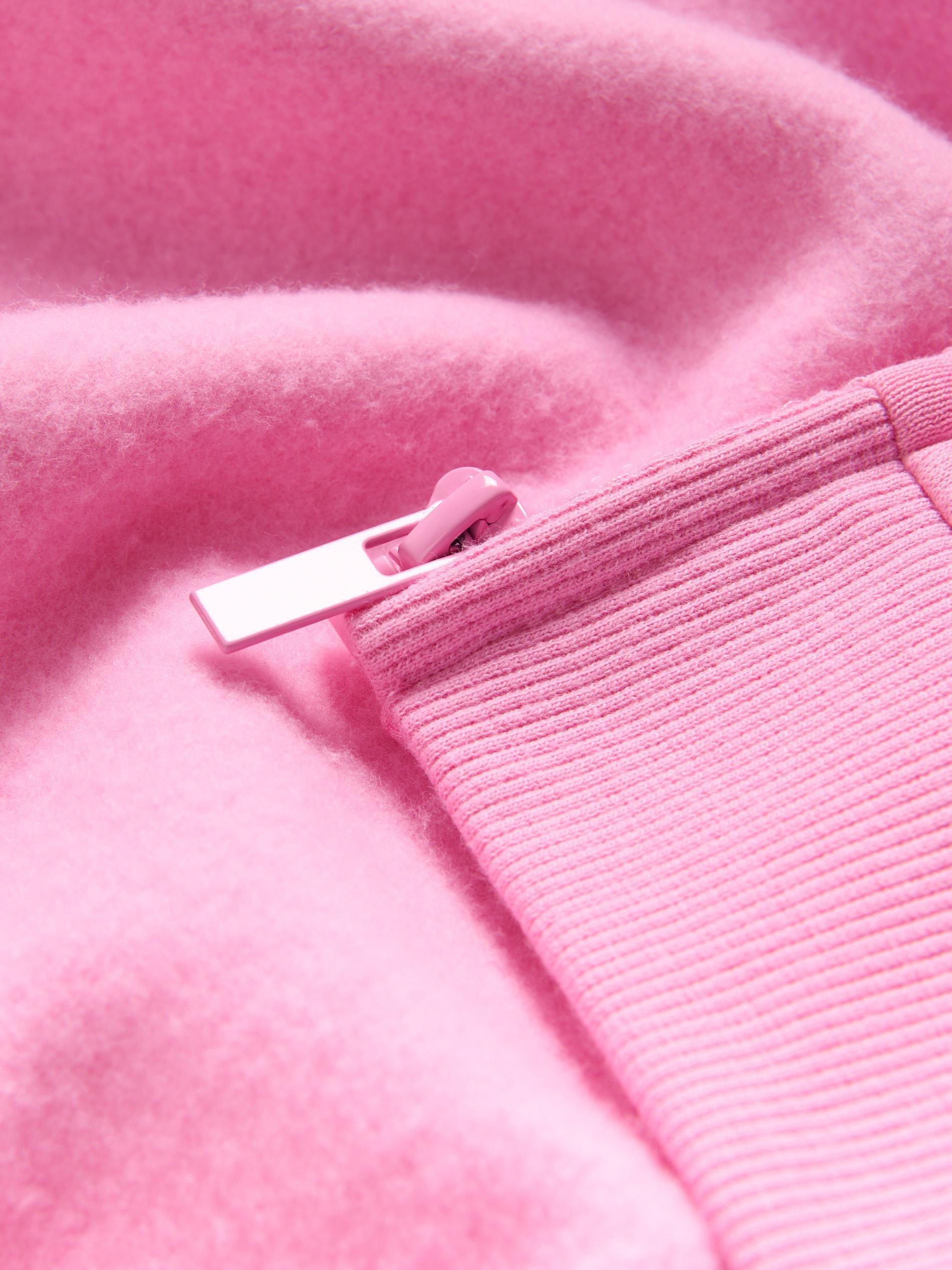 Pink Zip Hoodie With Boffie & Poko Embroidery, Pink, medium