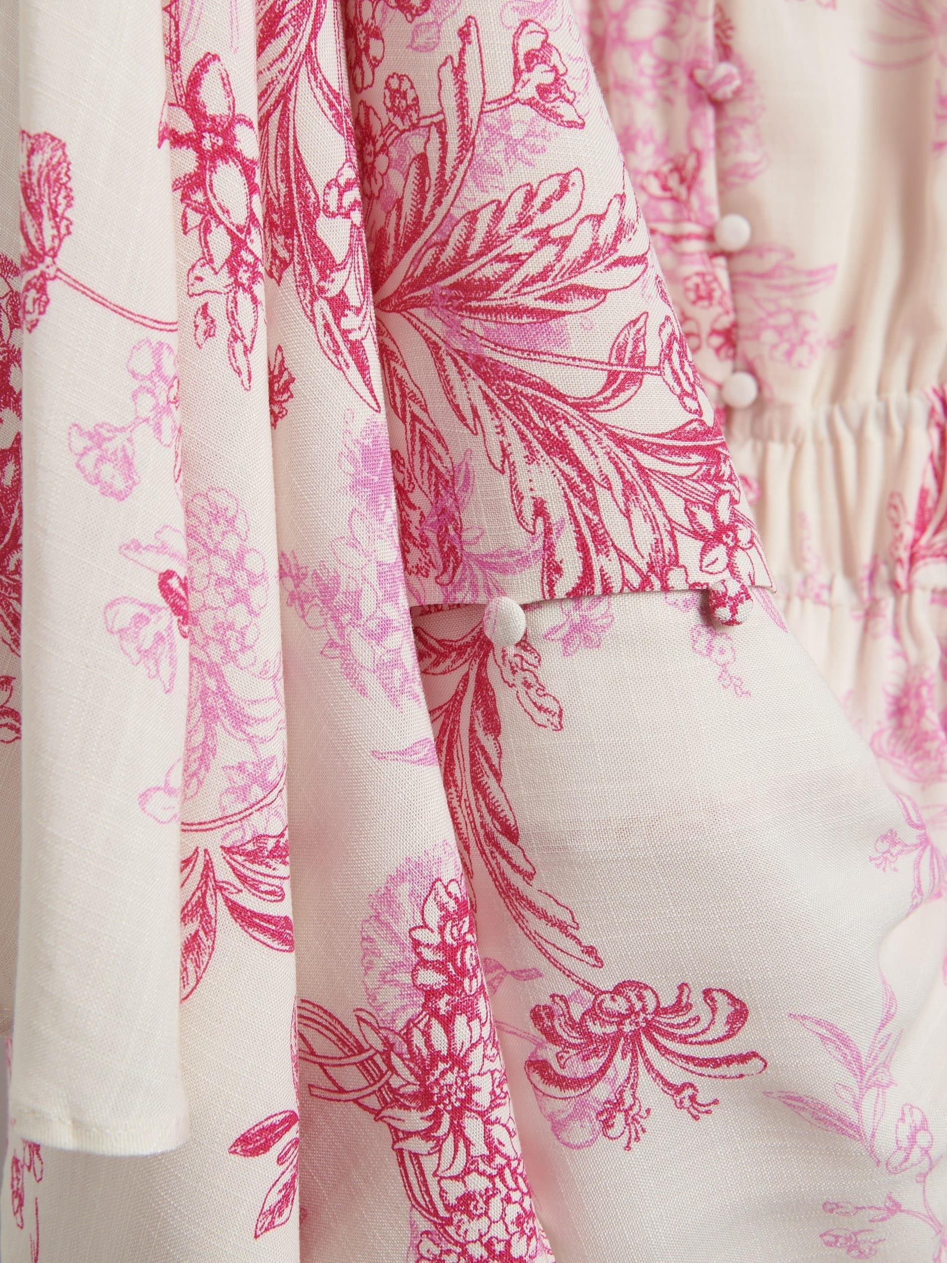 Pink Floral Print Midi Dress, , large image number 1