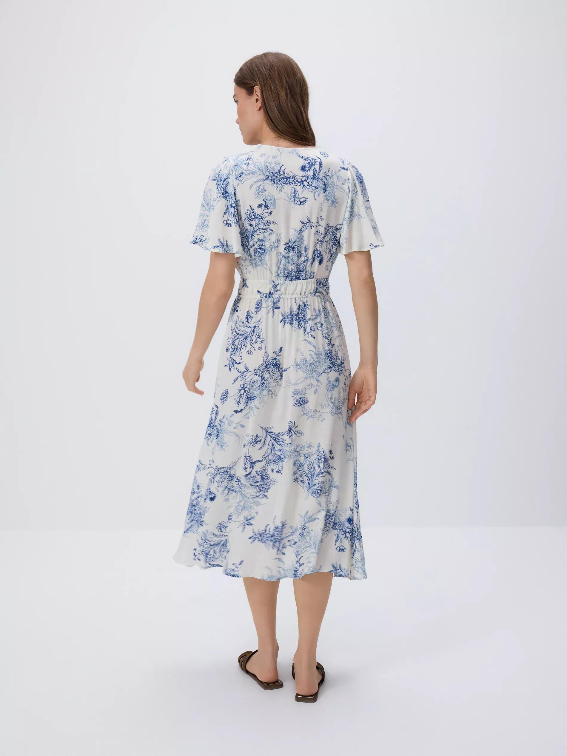 Blue Floral Print Midi Dress, , large image number 3