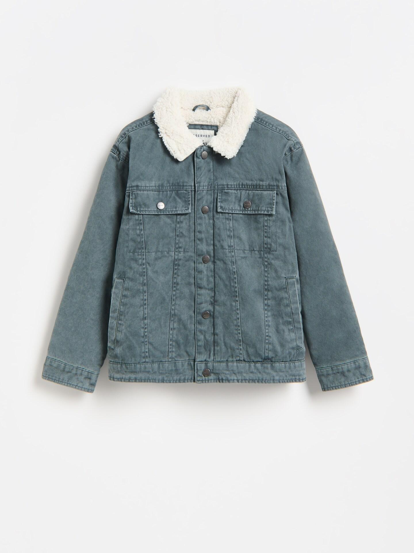 Green Cotton Jacket With Collar, Turquoise, medium