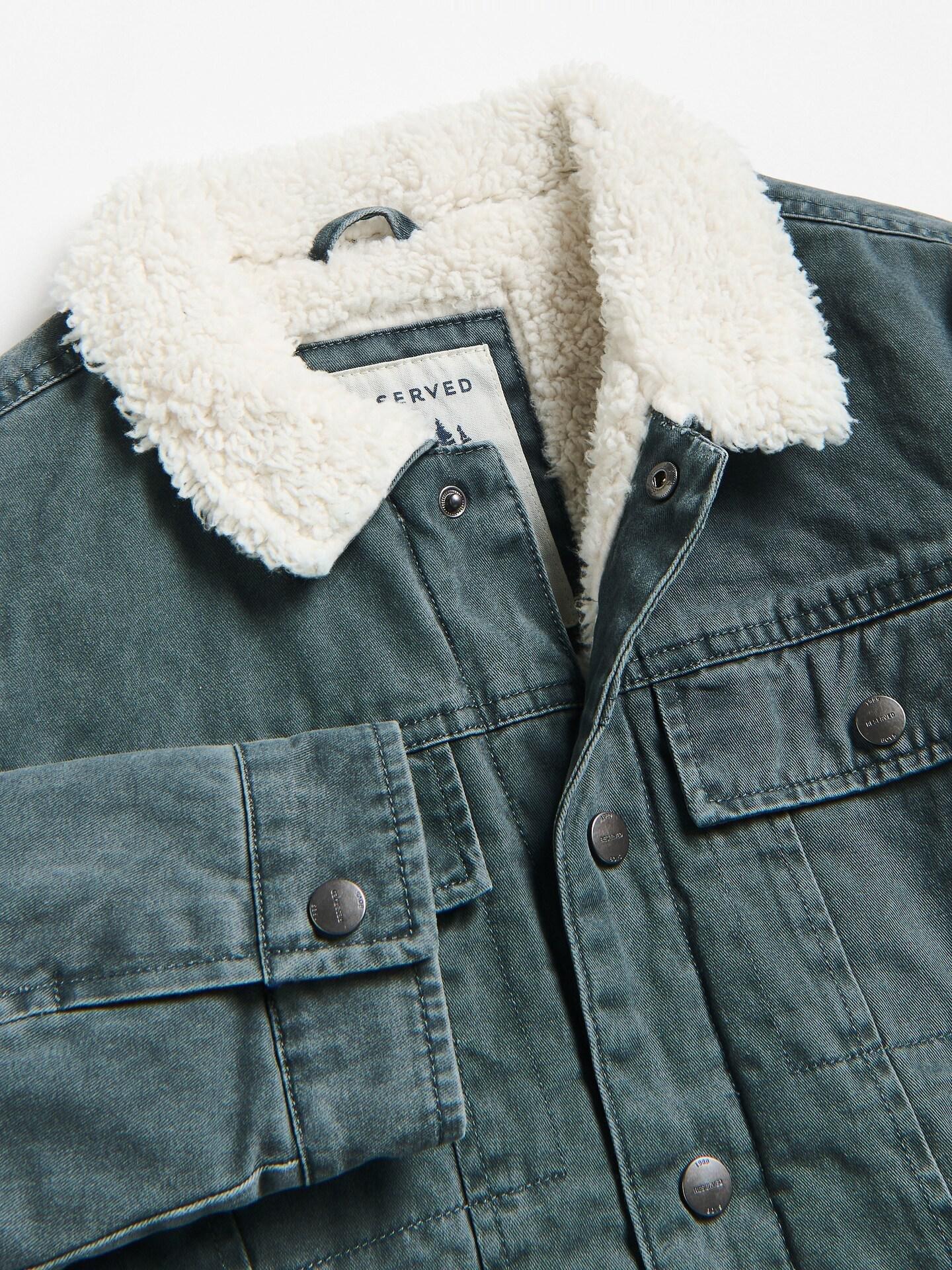 Green Cotton Jacket With Collar, Turquoise, medium