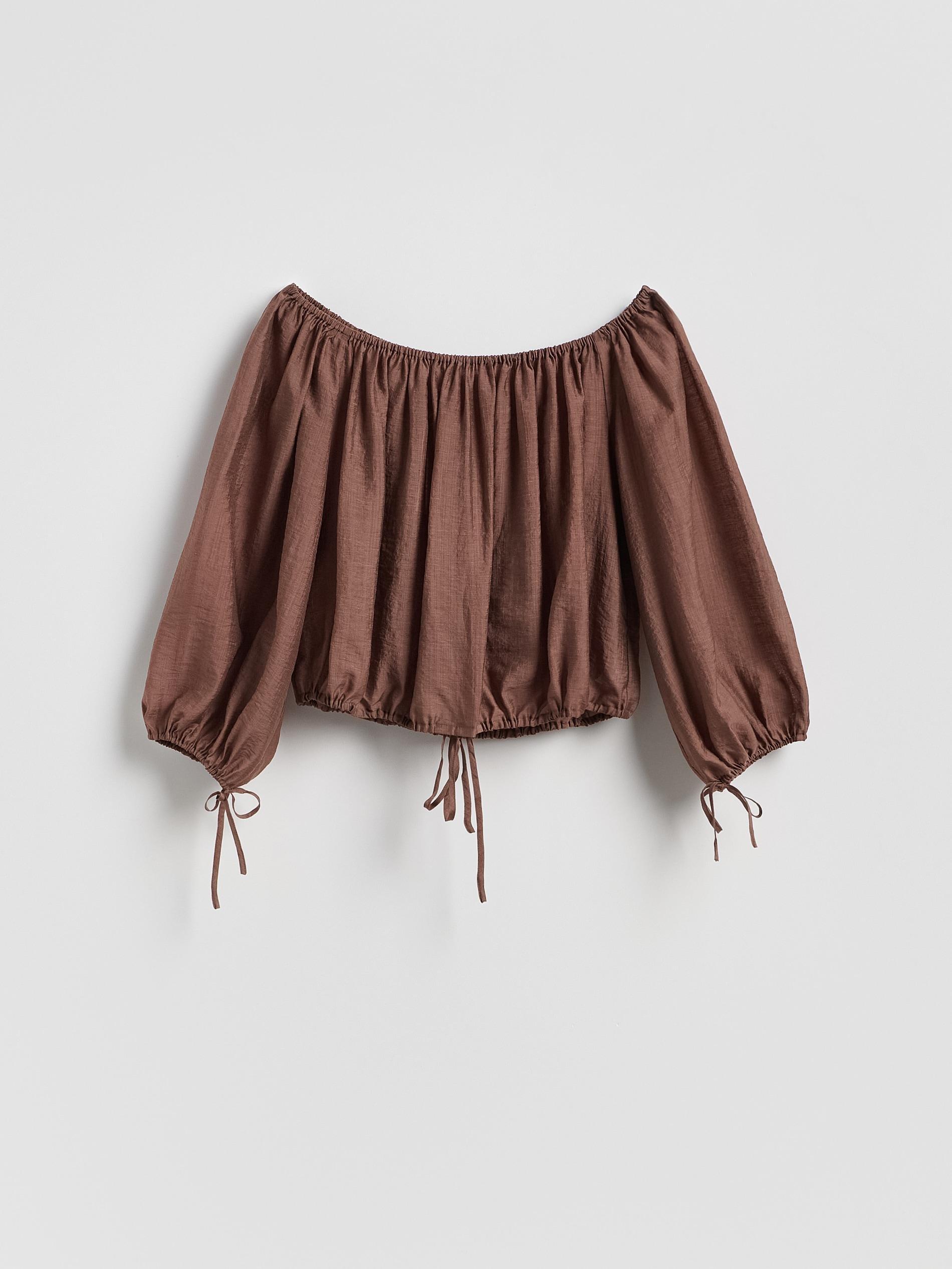 Brown Lyocell Blend Blouse, Brown, large image number 3