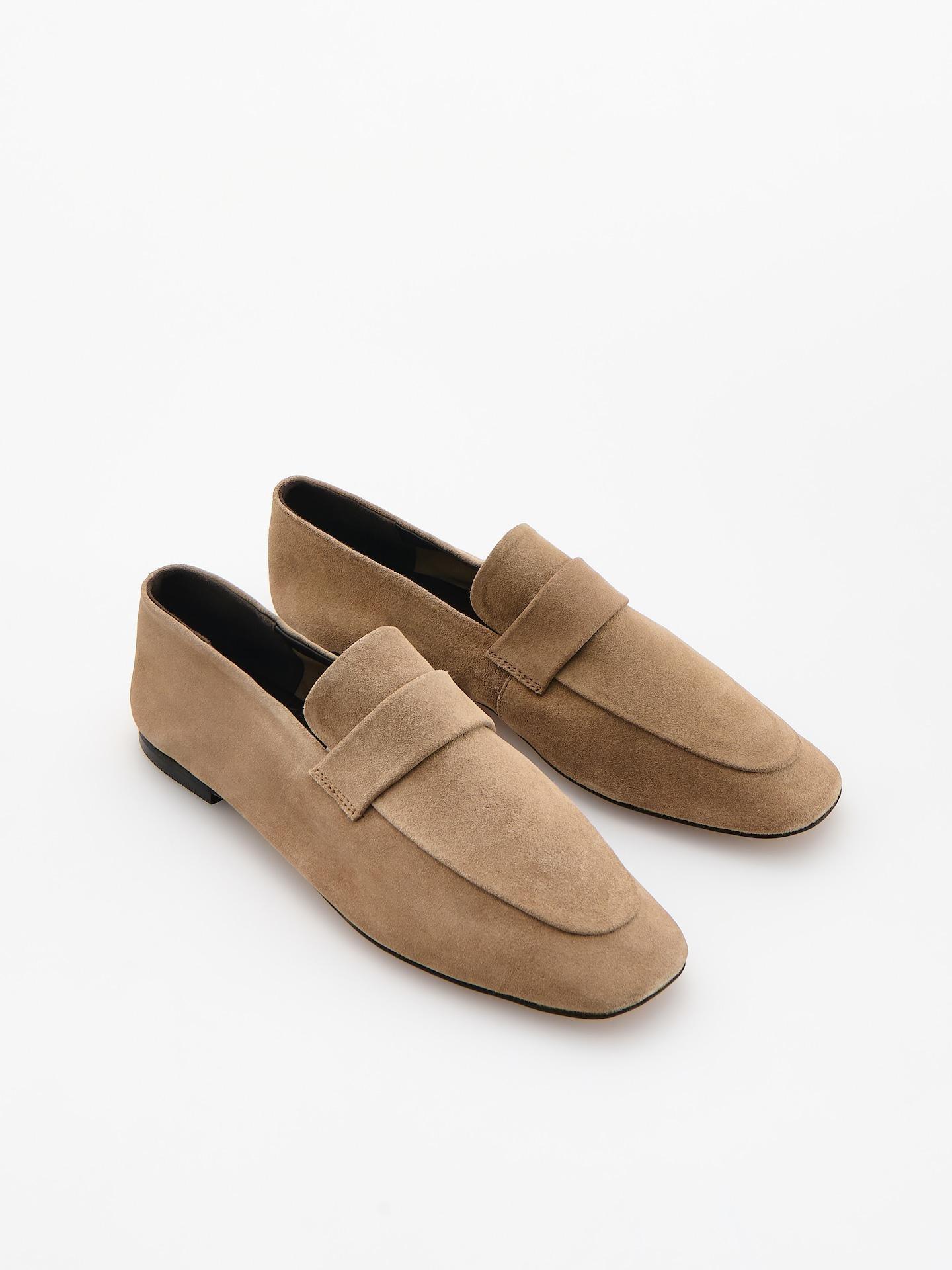 Beige Suede Loafers, Beige, medium