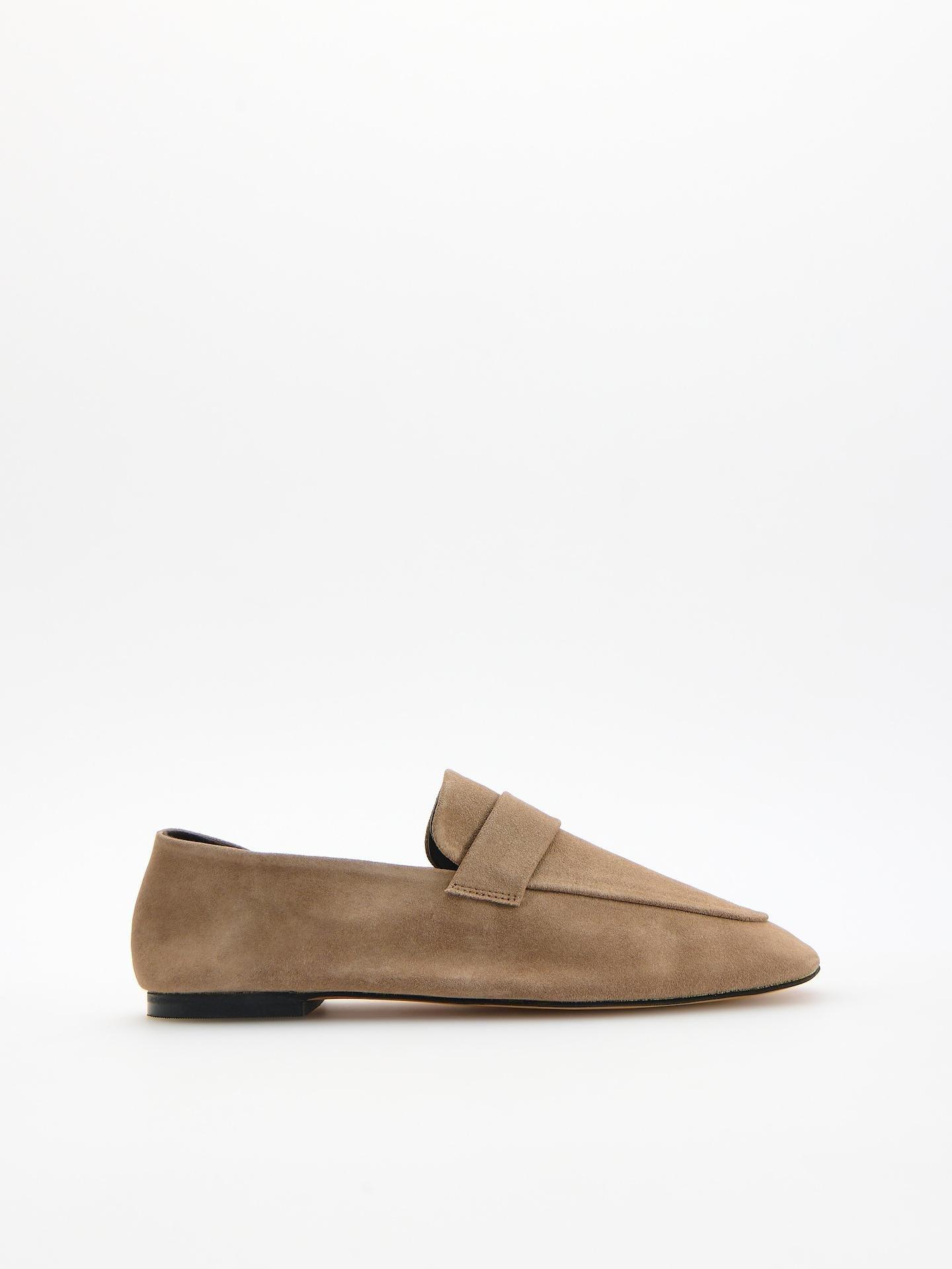 Beige Suede Loafers, Beige, medium