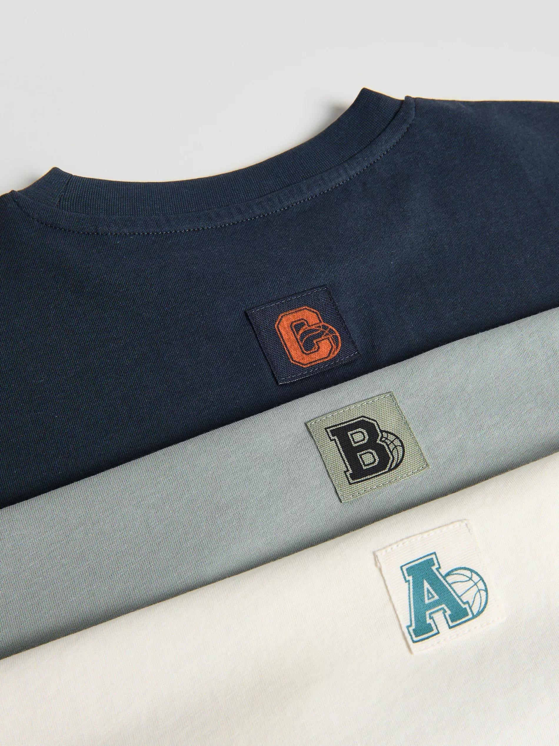 Cream Cotton T-Shirt 3 Pack, Ivory, large image number 2