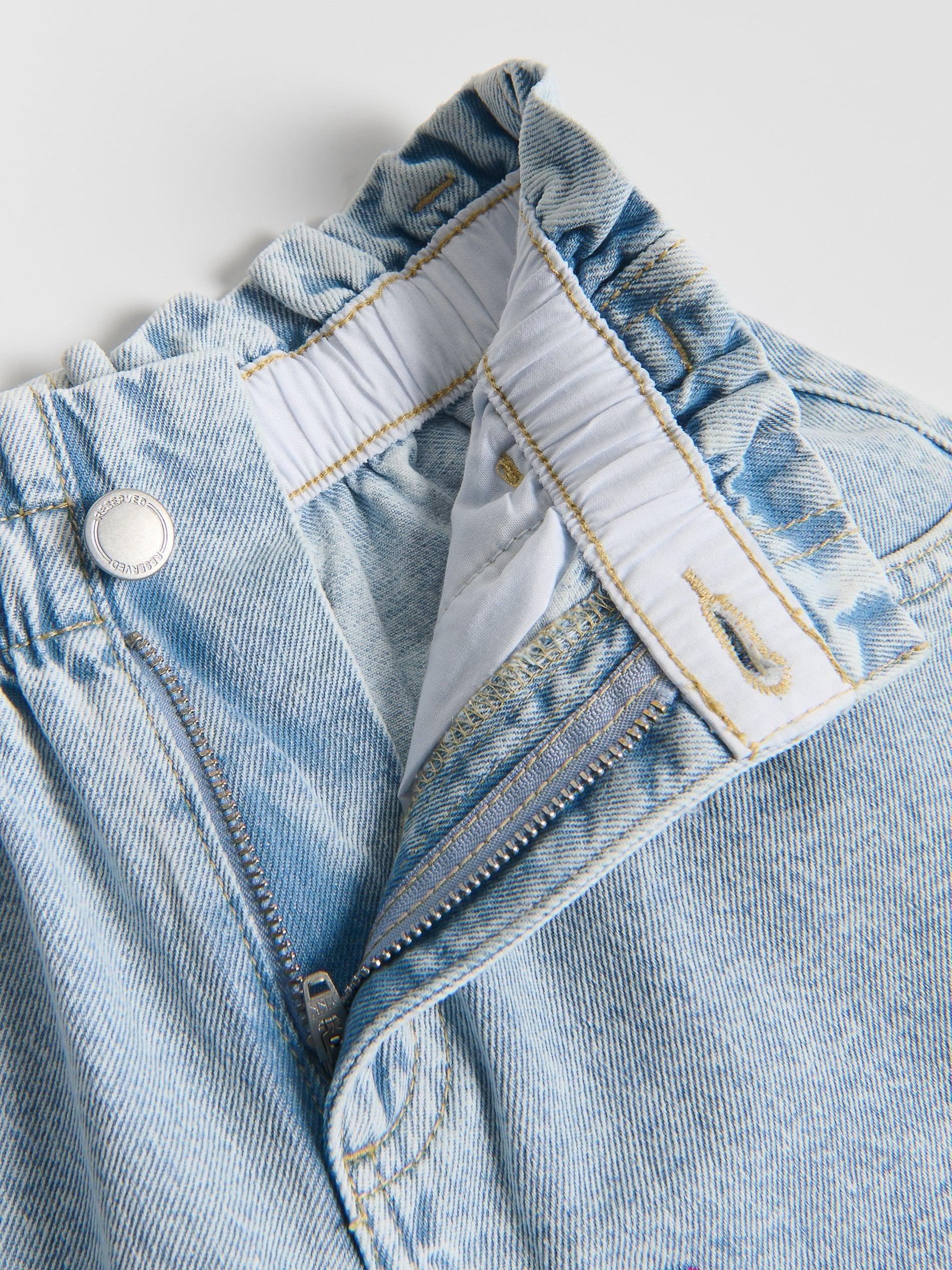 Blue Embroidered Denim Shorts, Blue, large image number 1