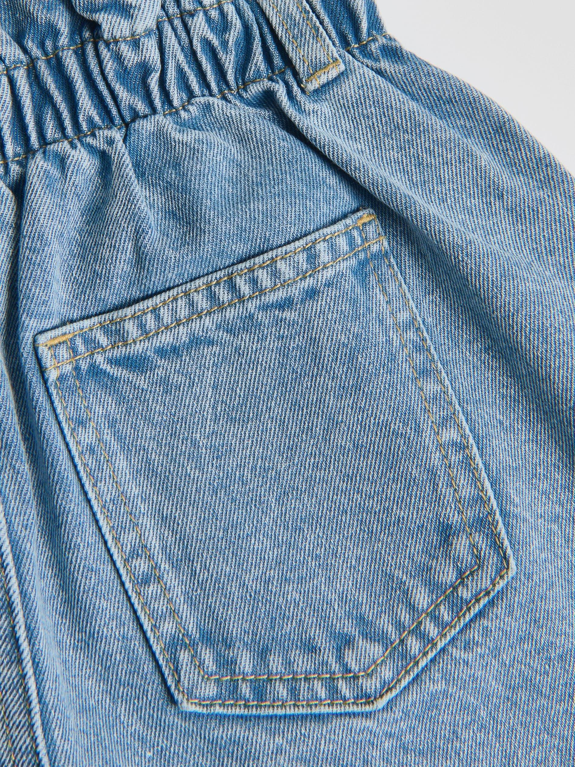 Blue Embroidered Denim Shorts, Blue, large image number 2