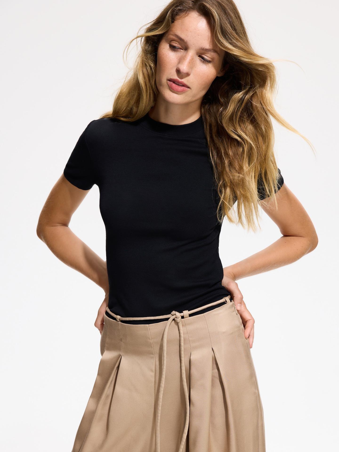 Beige Wide Trousers With Lyocell, Beige, medium