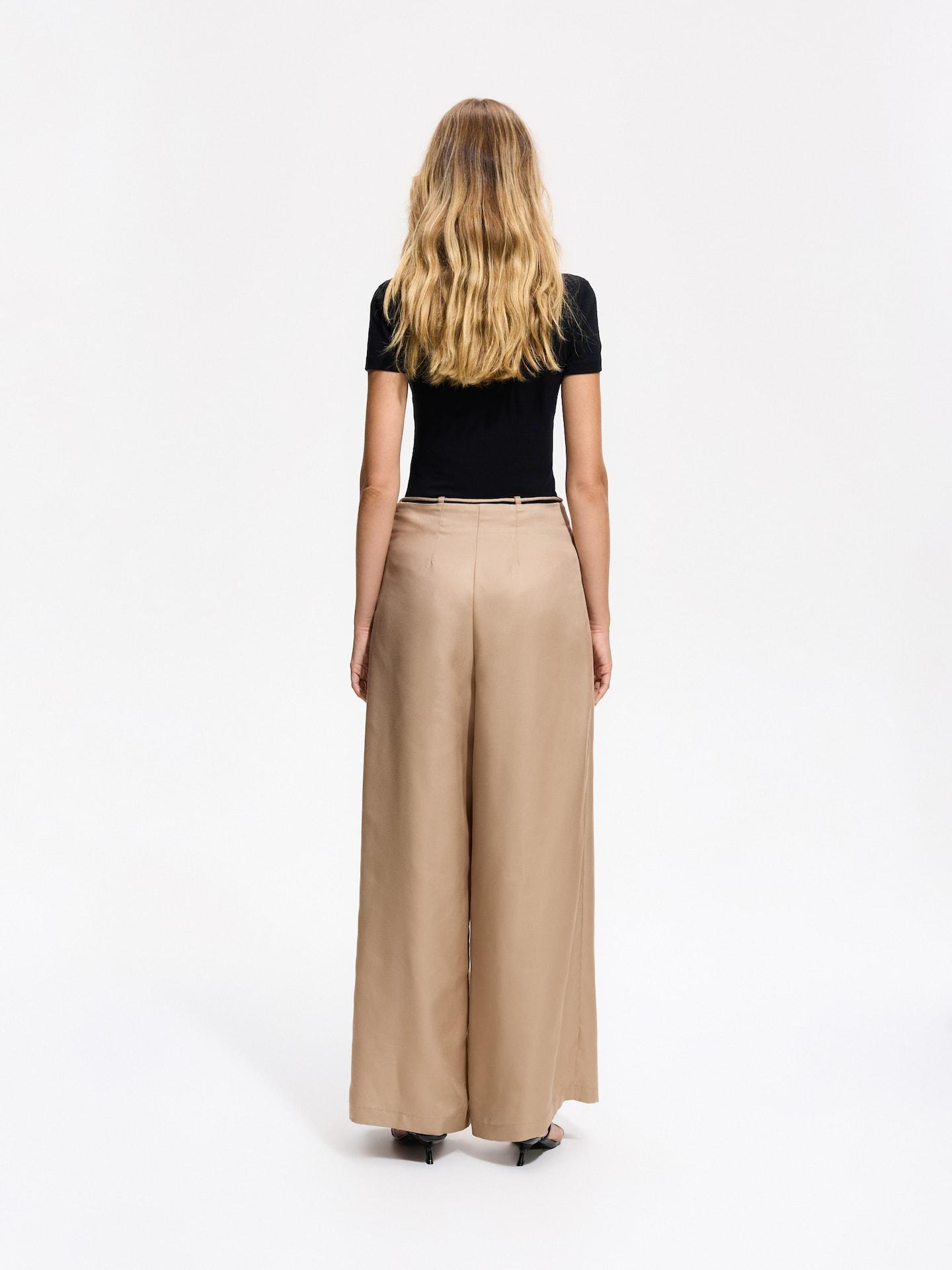 Beige Wide Trousers With Lyocell, Beige, large image number 3