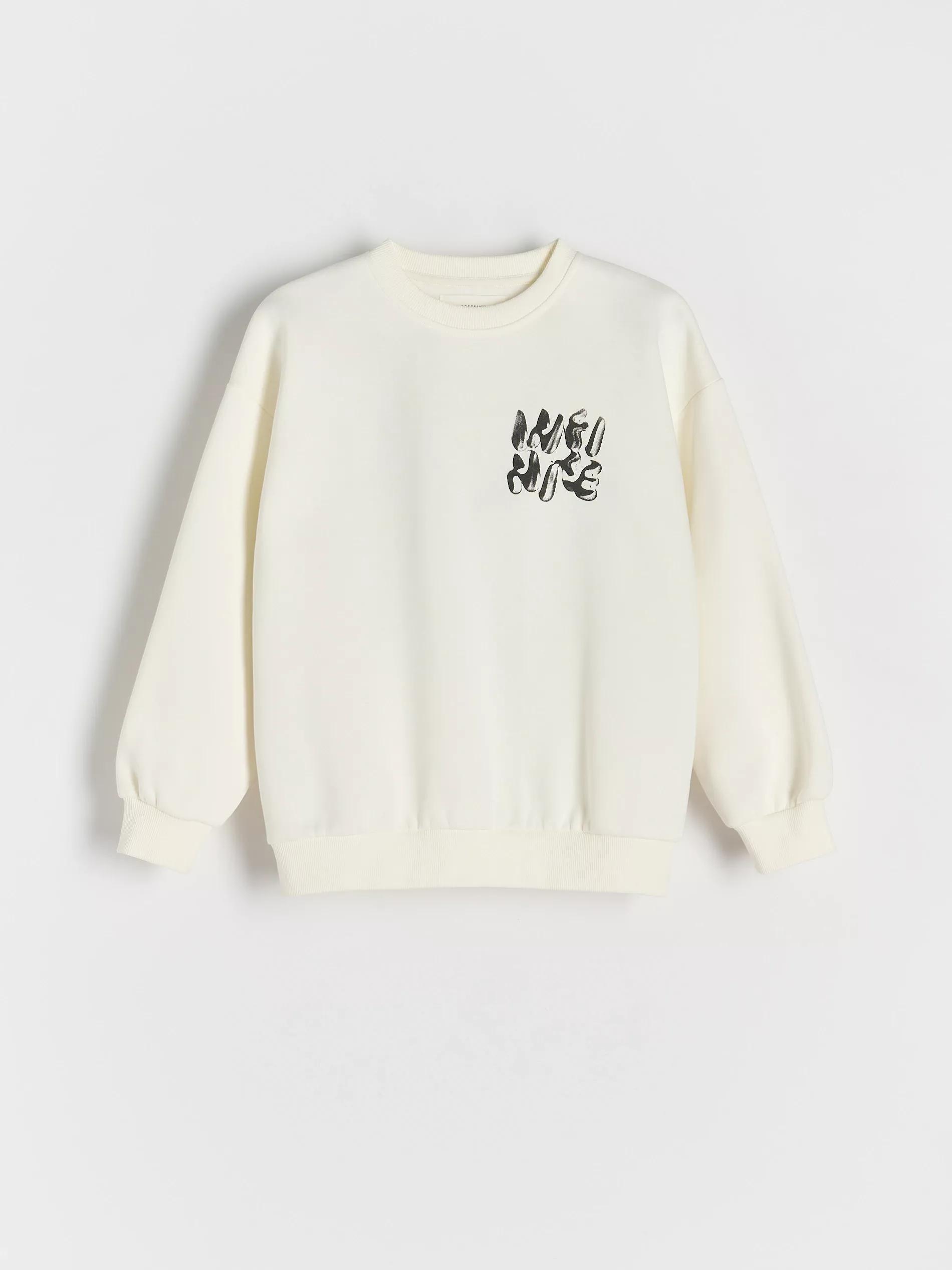Cream Printed Sweatshirt, Kids Boys, , large image number 1