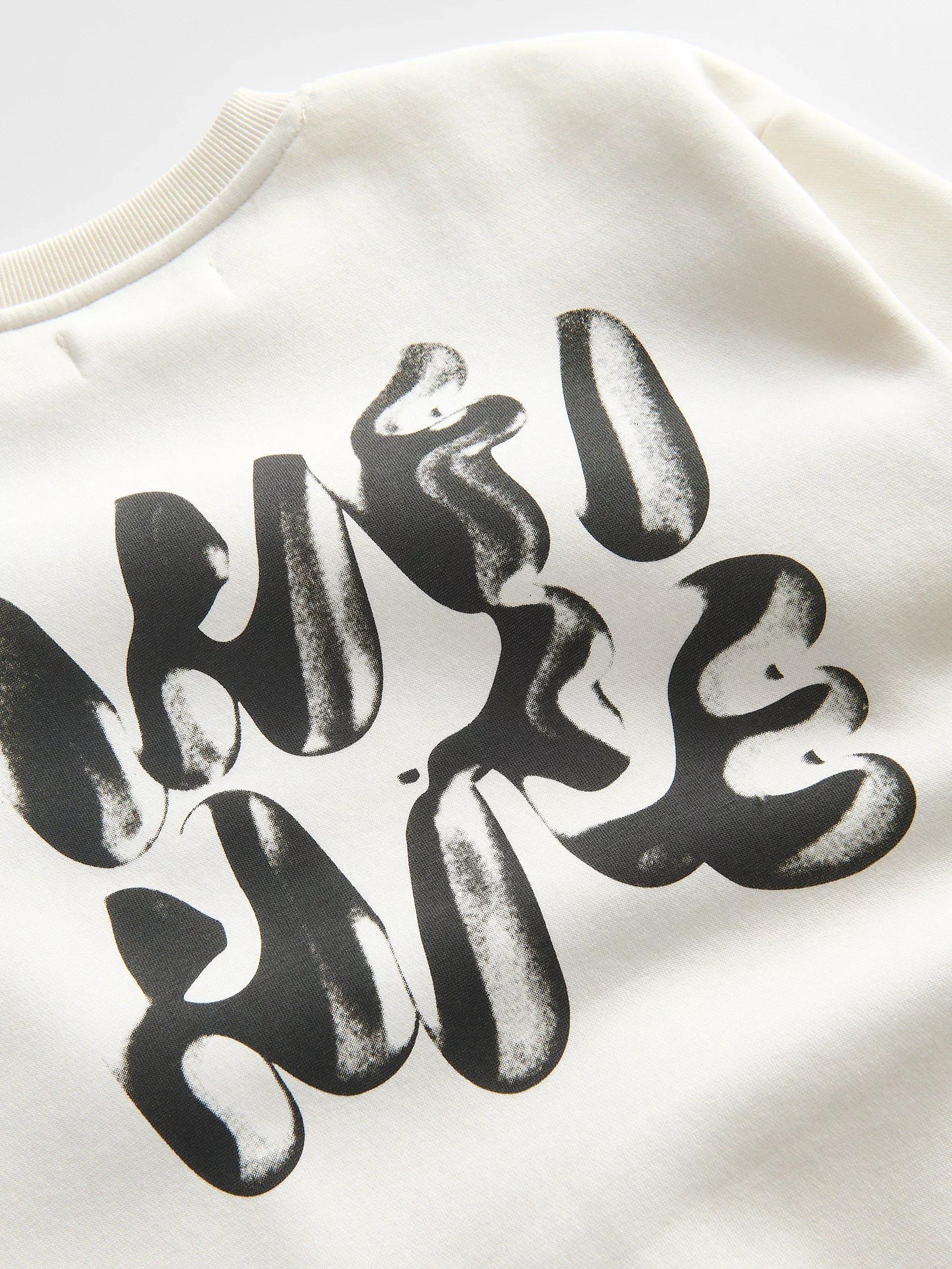 Cream Printed Sweatshirt, Kids Boys, , large image number 2