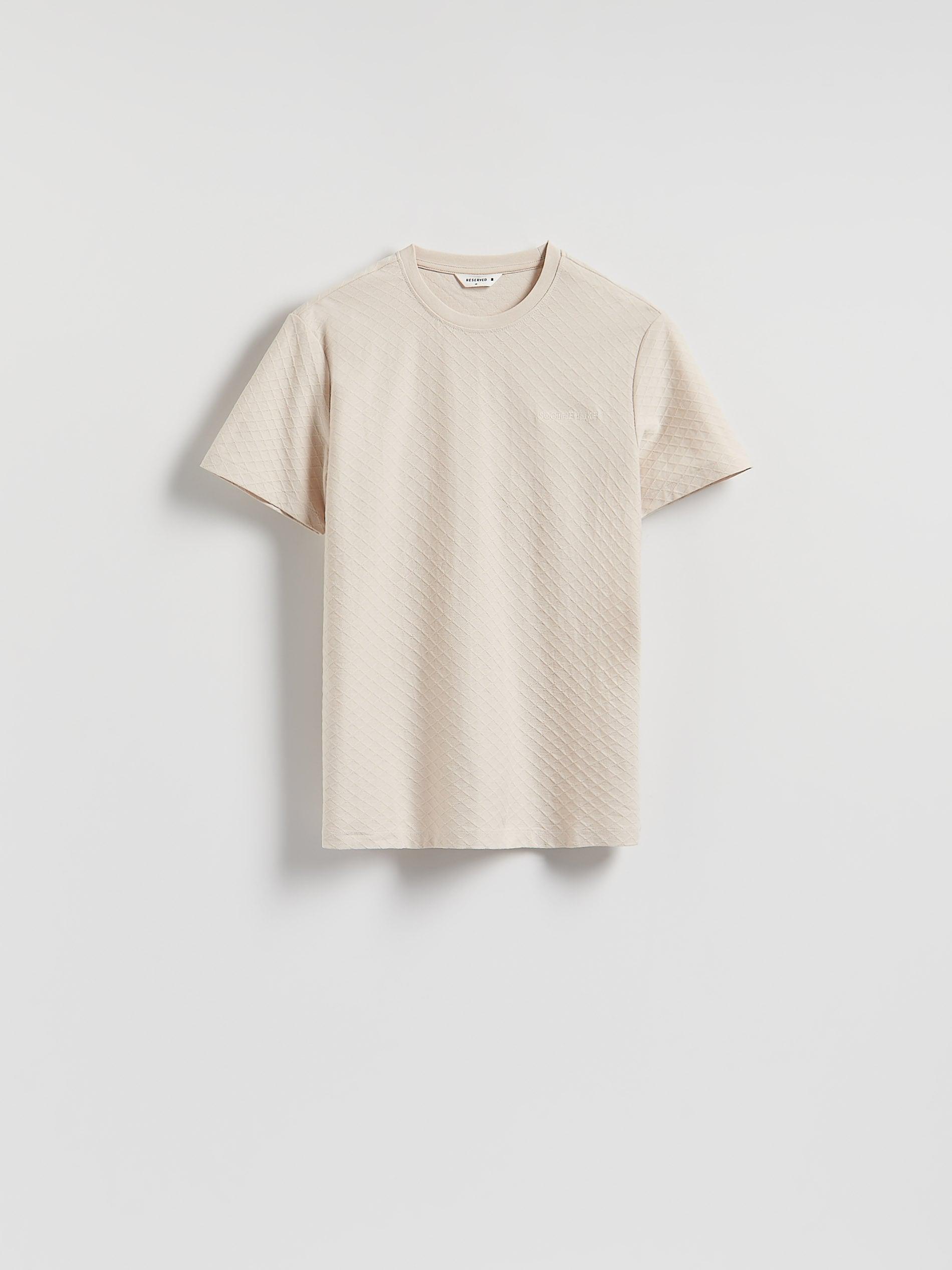 Beige Slim Fit Structural T-Shirt, Ivory, large image number 4