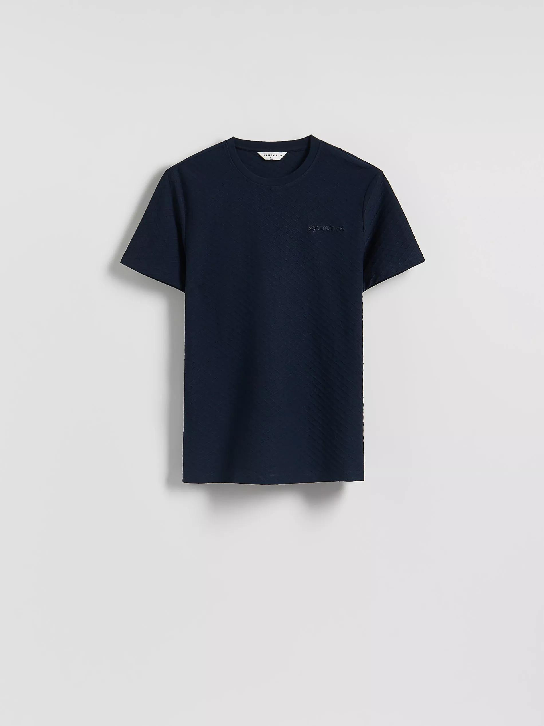 Navy Slim Fit Structural T-Shirt, Navy, large image number 0