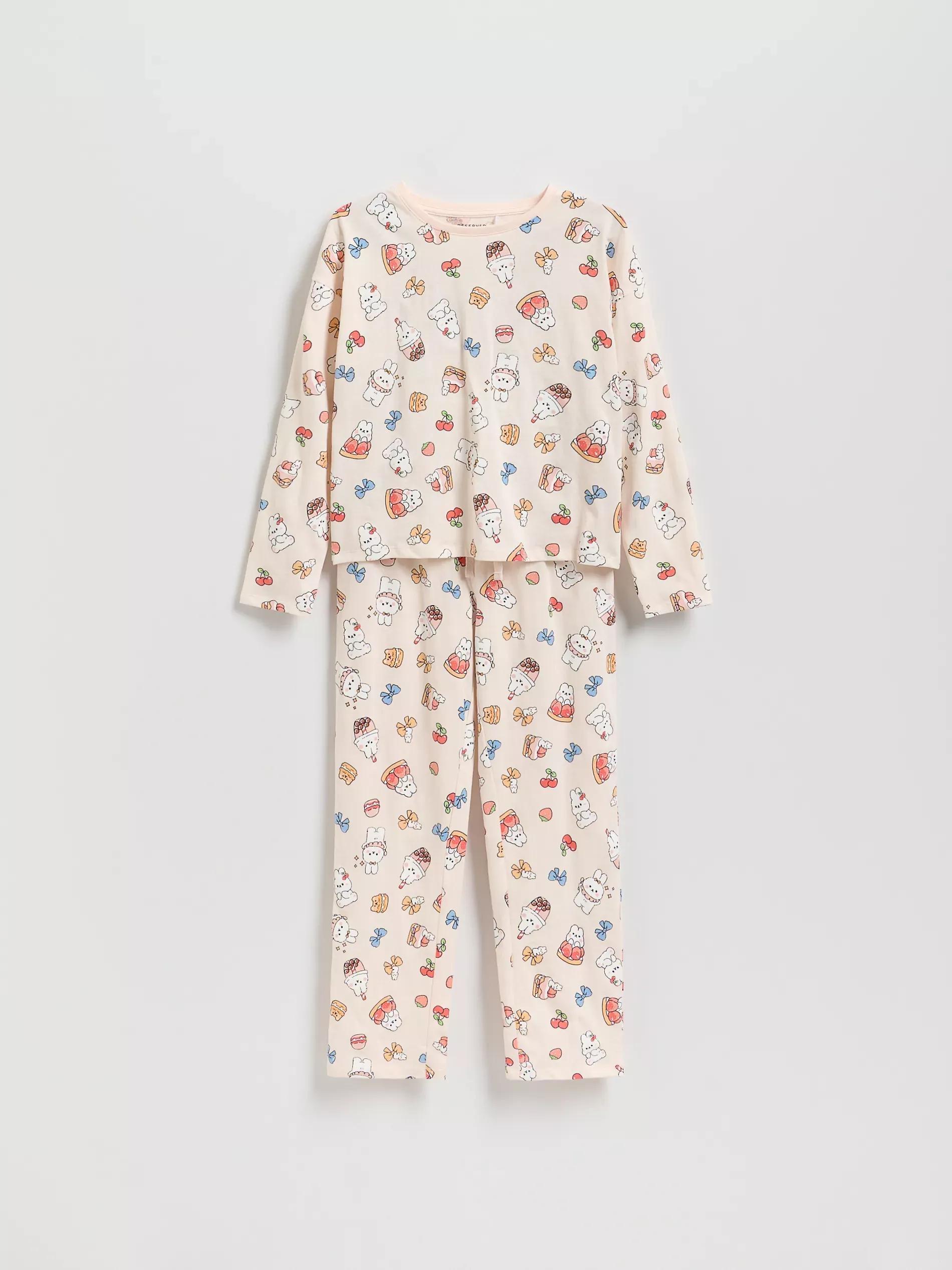 Pink Patterned Two Piece Pyjama Set, Pink, large image number 0