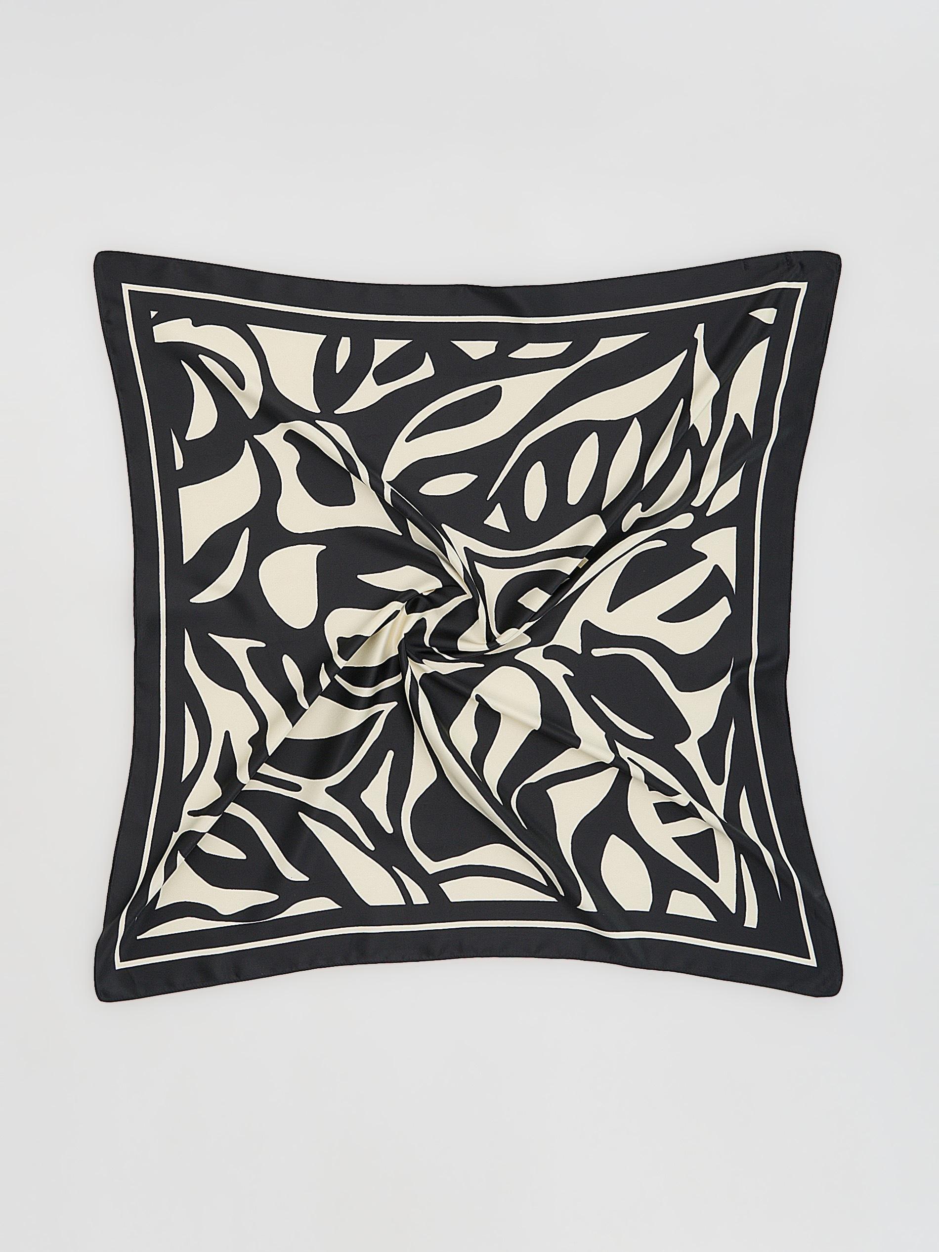 Black Patterned Neckerchief, Black, large image number 0