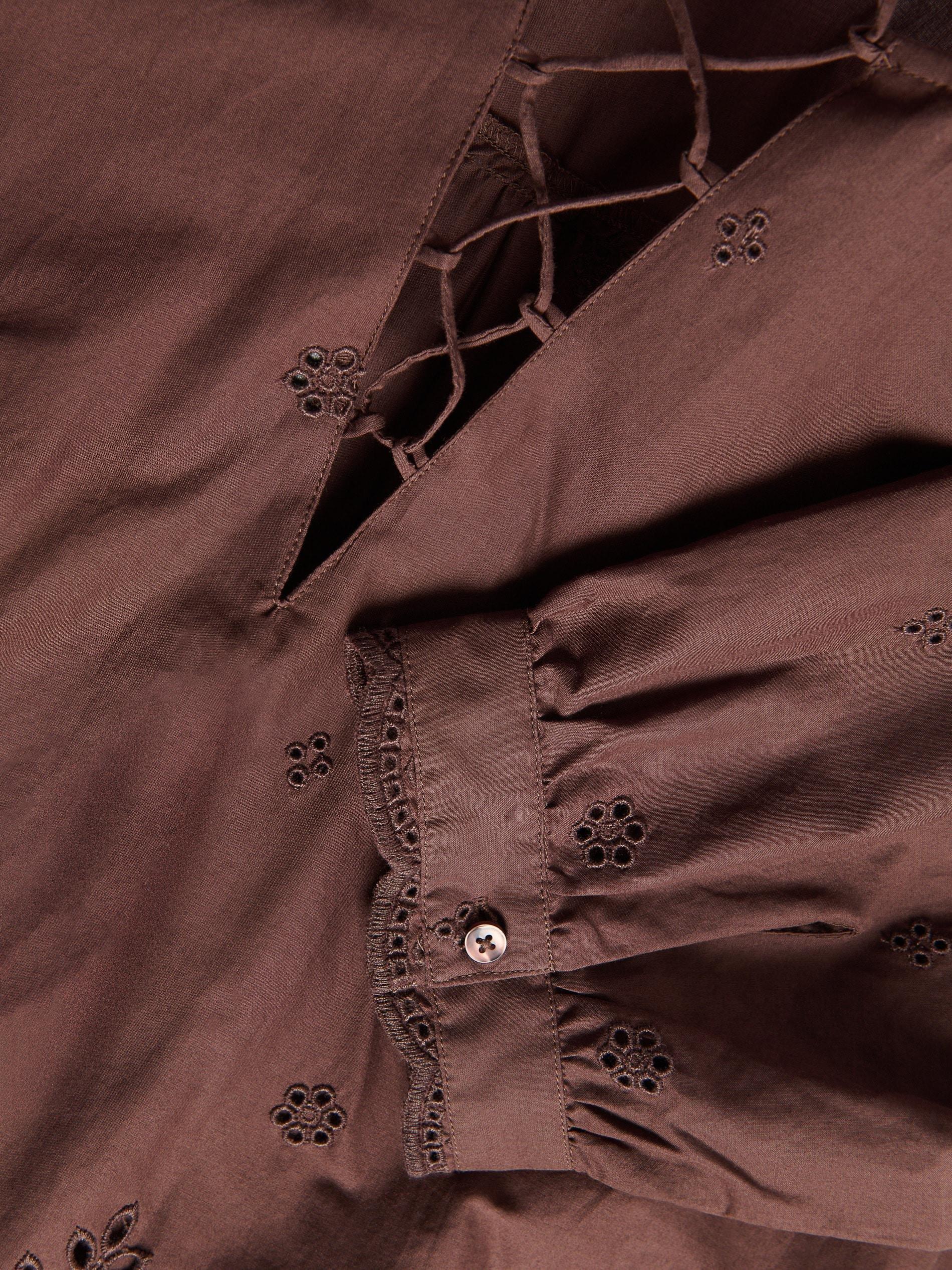 Brown Openwork Blouse, Brown, large image number 4