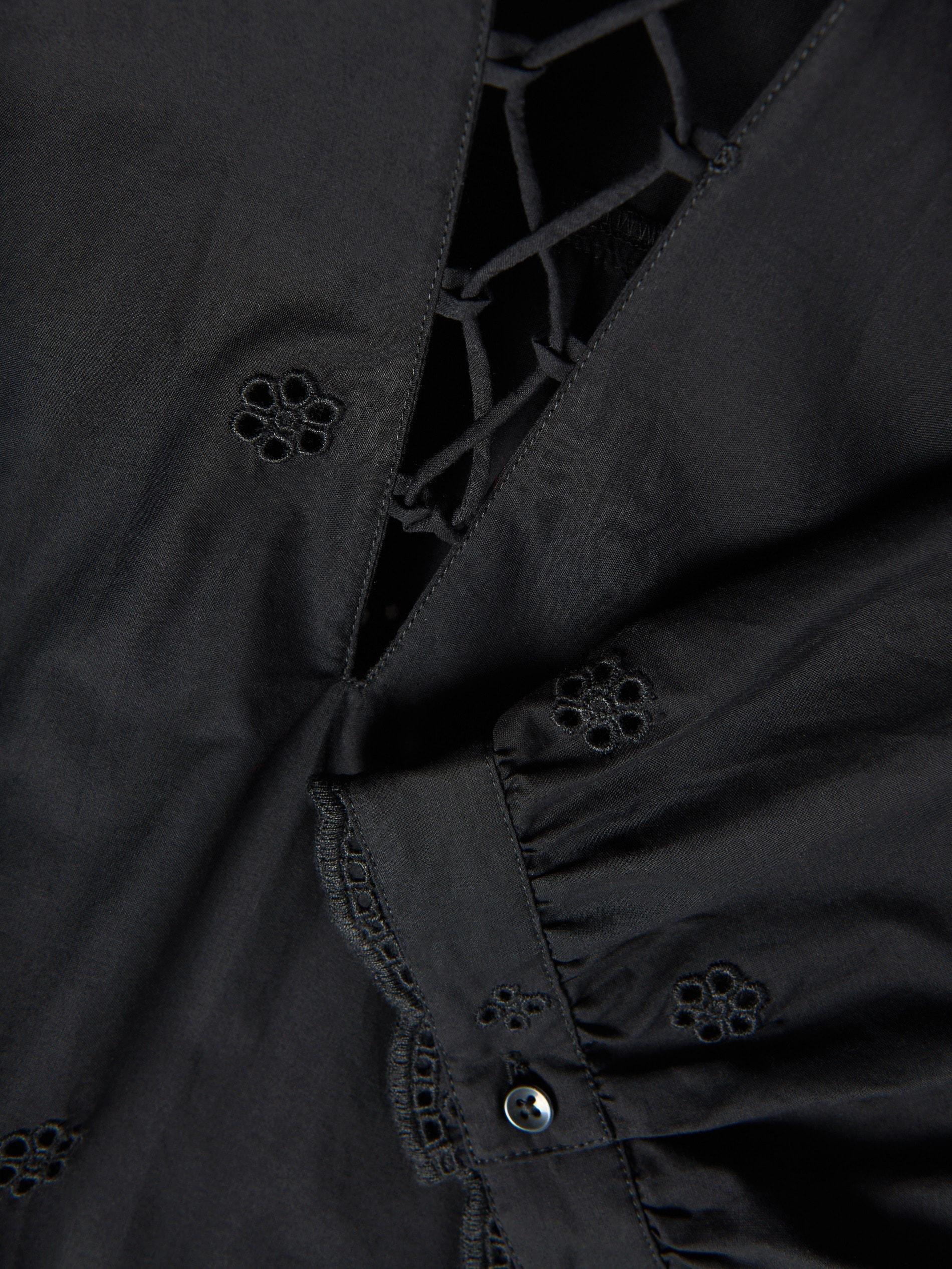 Black Openwork Blouse, Black, large image number 3