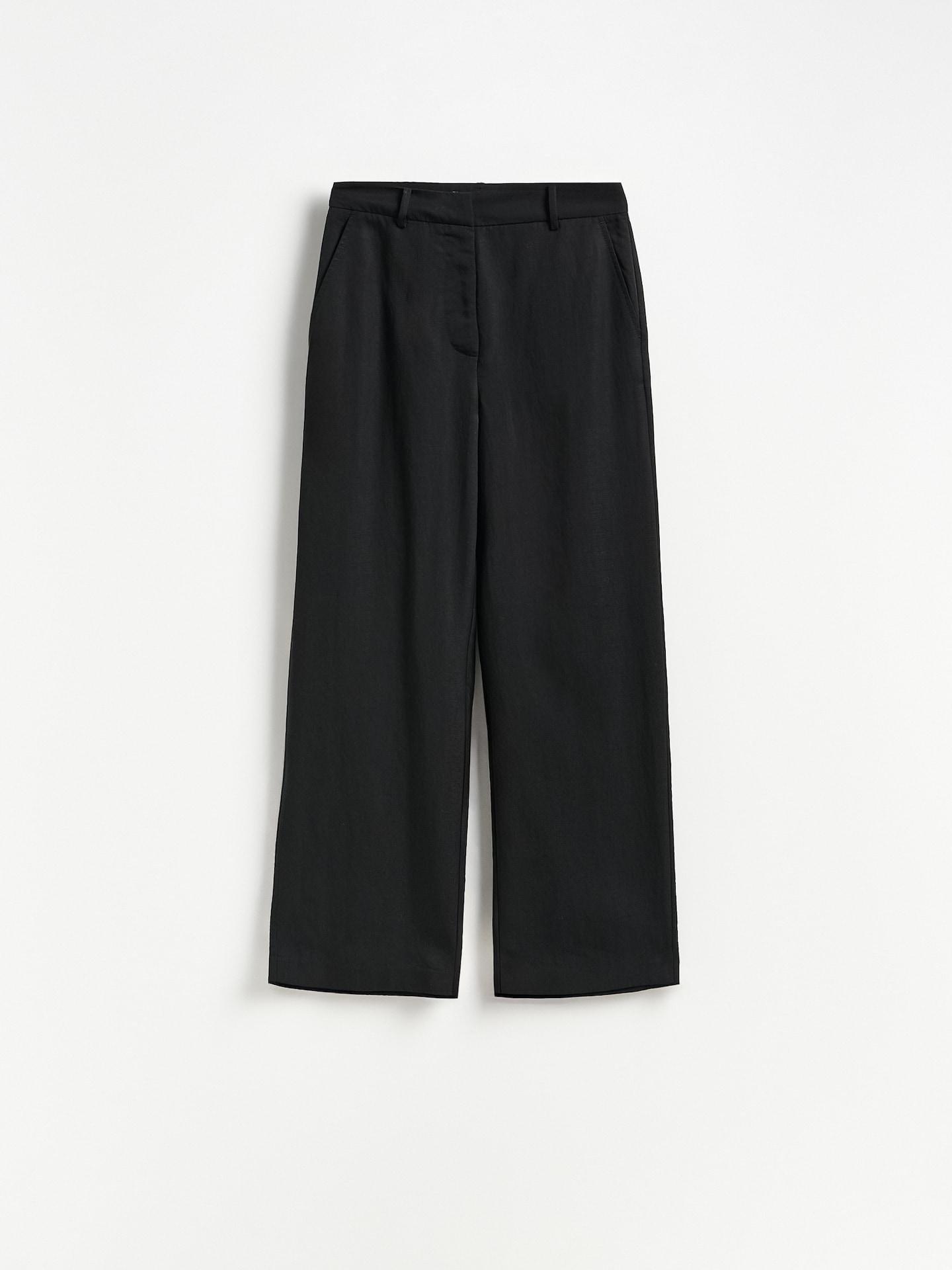 Black Lyocell Blend Trousers, Black, large image number 0