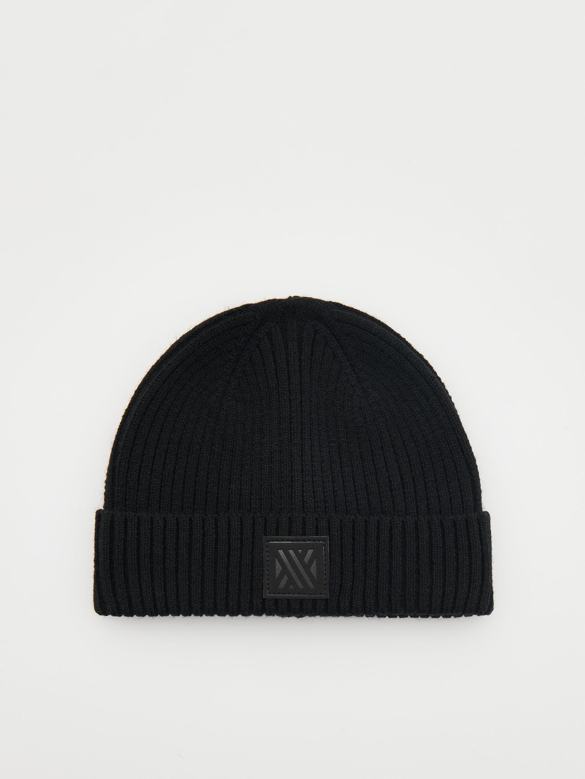 Black Cap With Emblem, Black, large image number 0