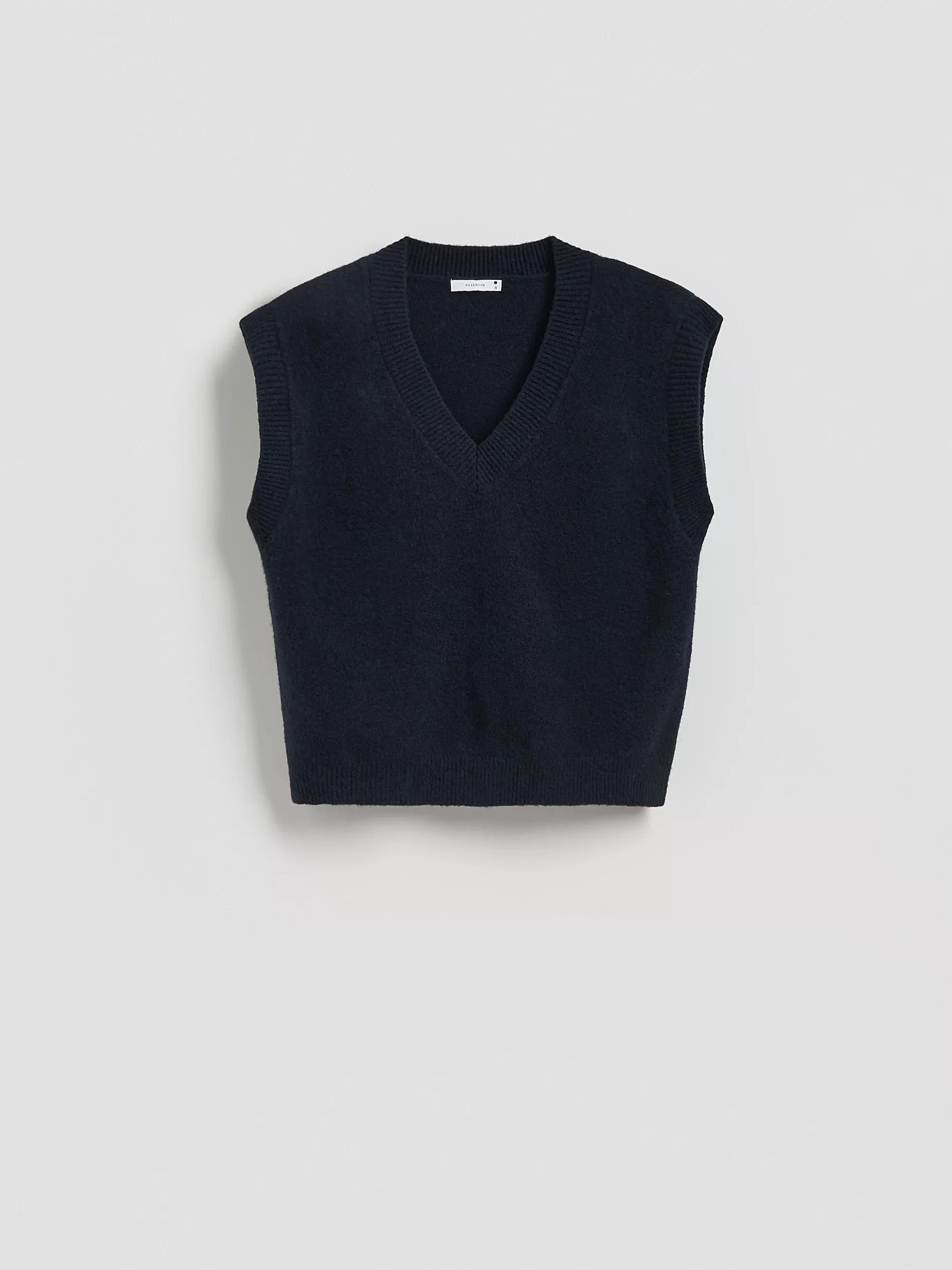 Navy Wool Mix Vest, Navy, large image number 4