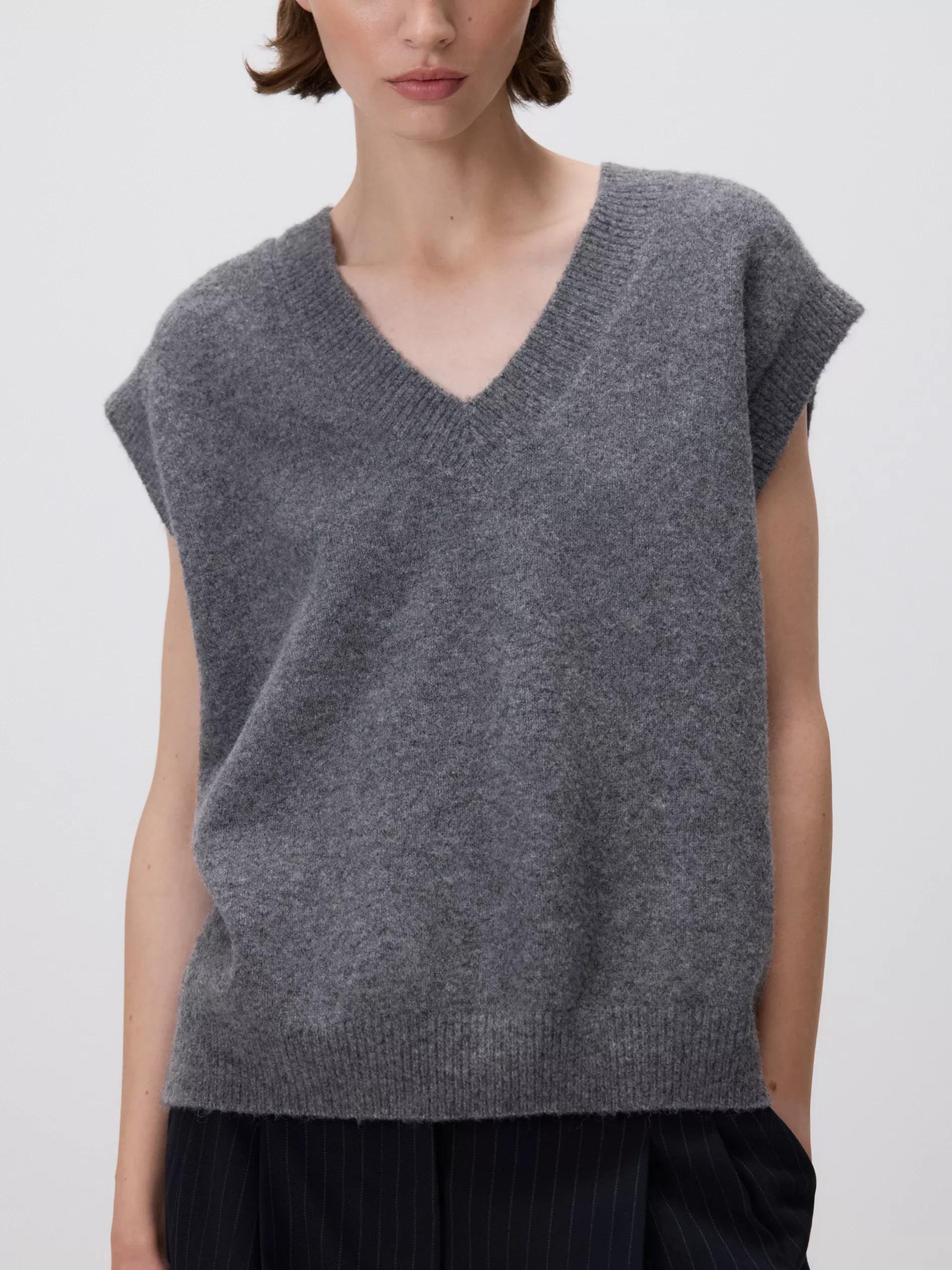 Grey Wool Mix Vest, Grey, medium