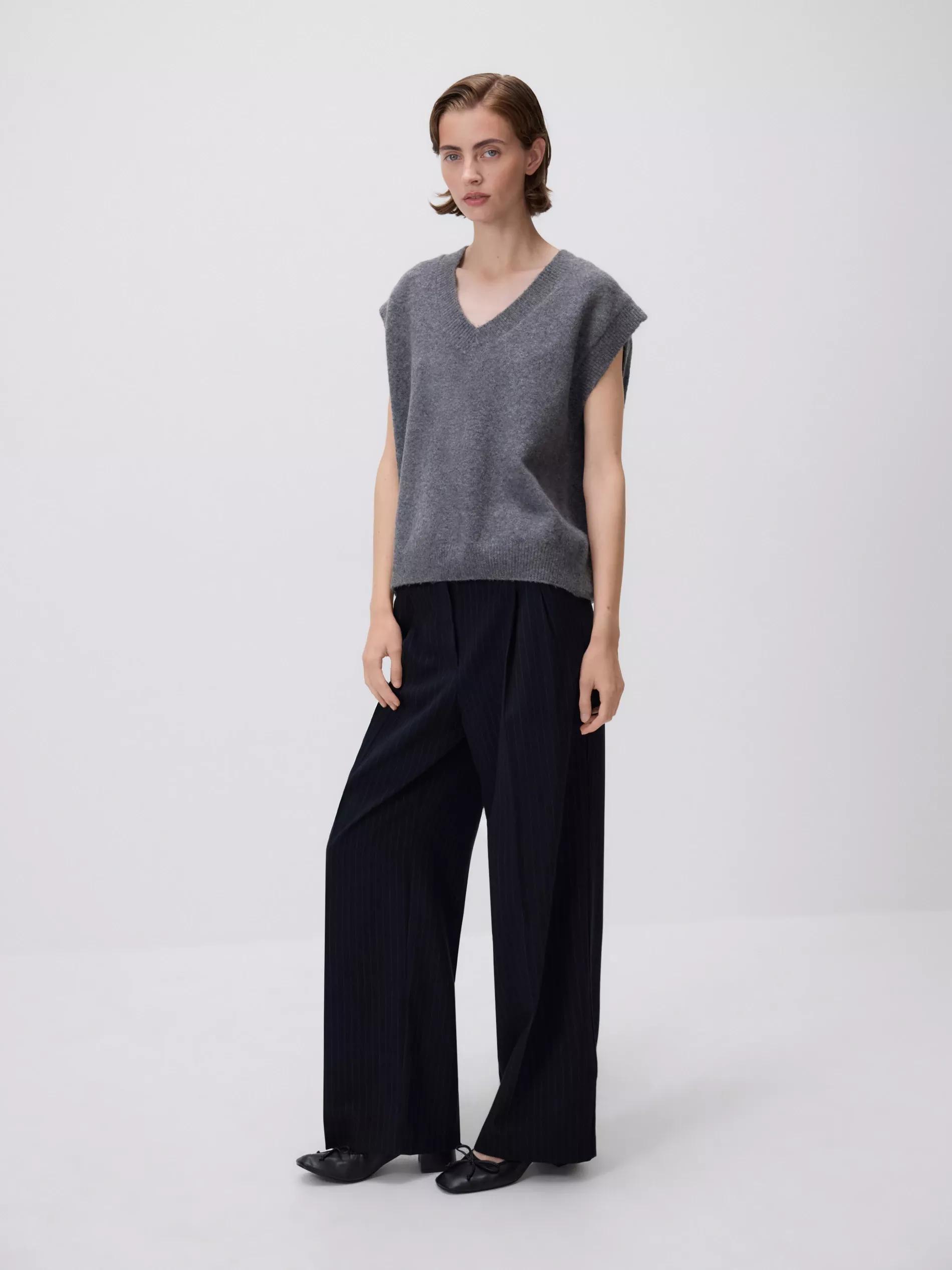 Grey Wool Mix Vest, Grey, medium