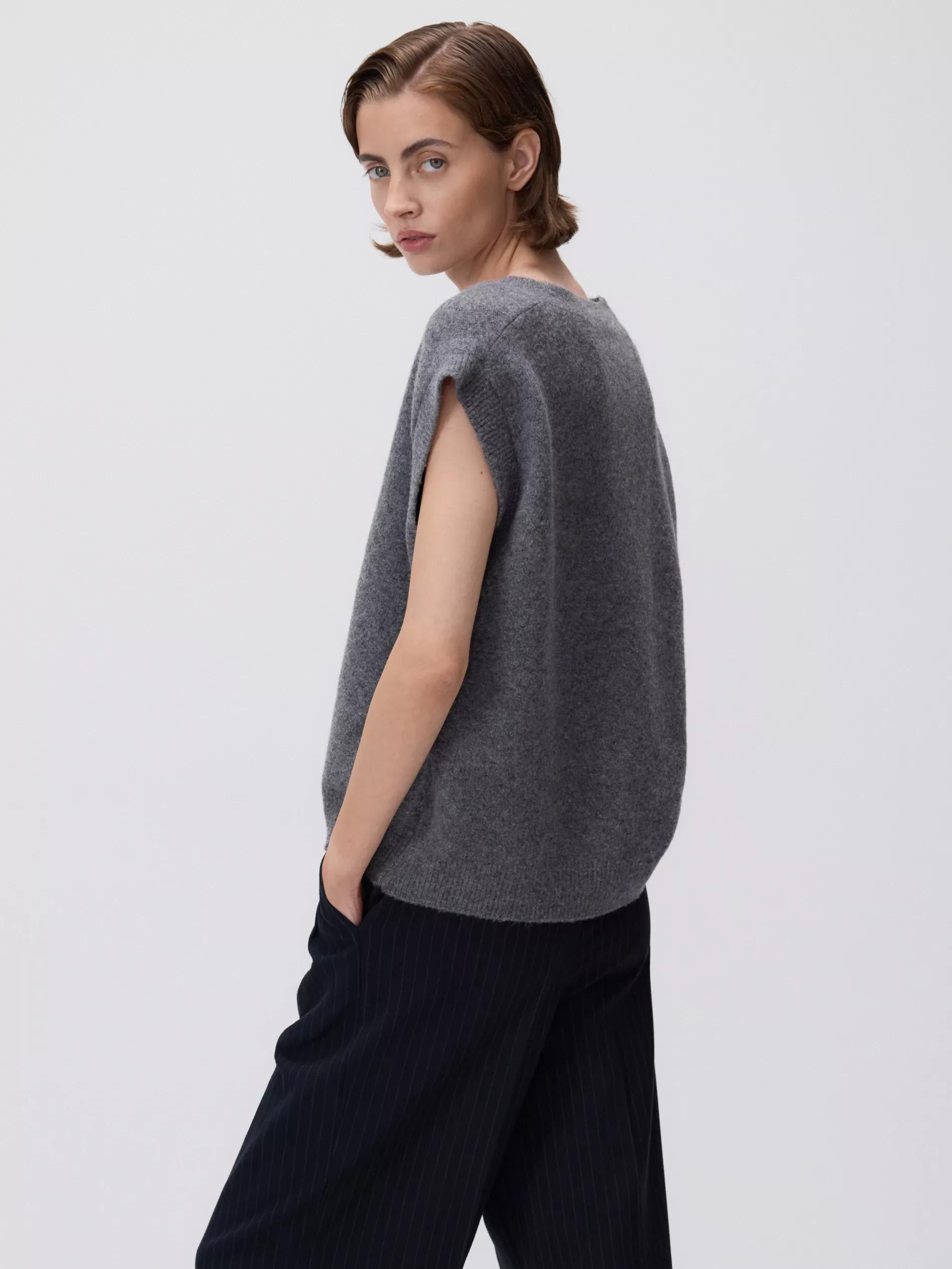 Grey Wool Mix Vest, , large image number 3