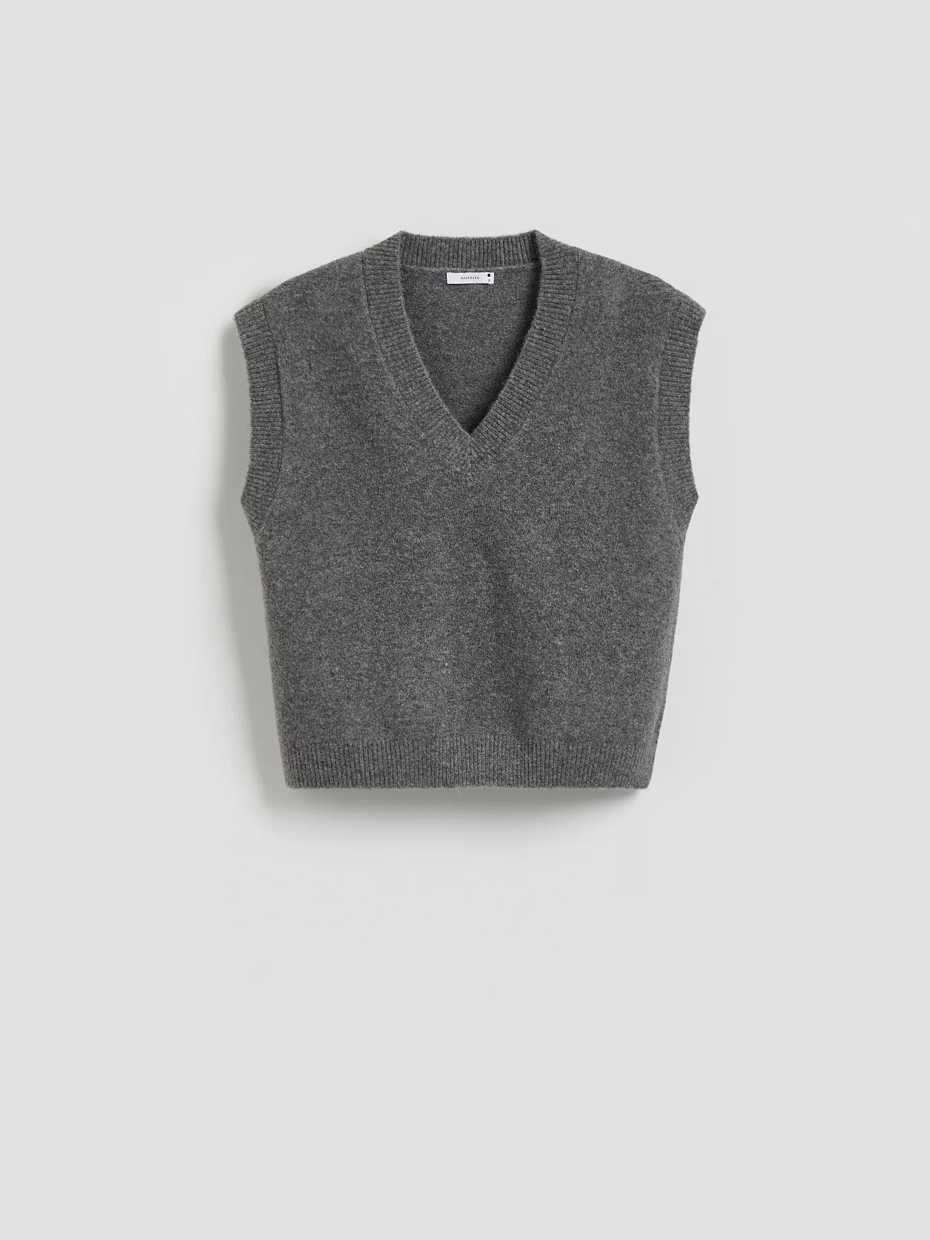 Grey Wool Mix Vest, , large image number 4