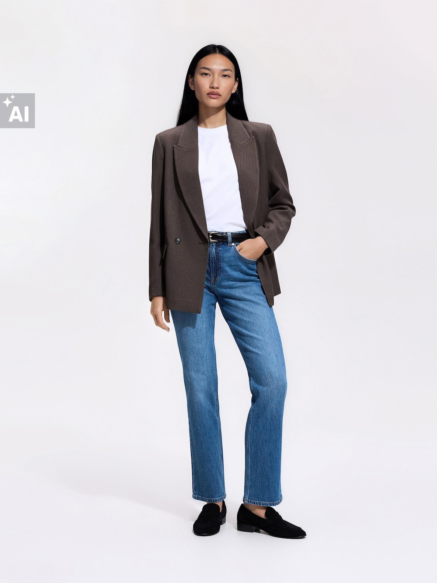 Blue Jeans Straight Slim Jeans, Blue, large image number 2