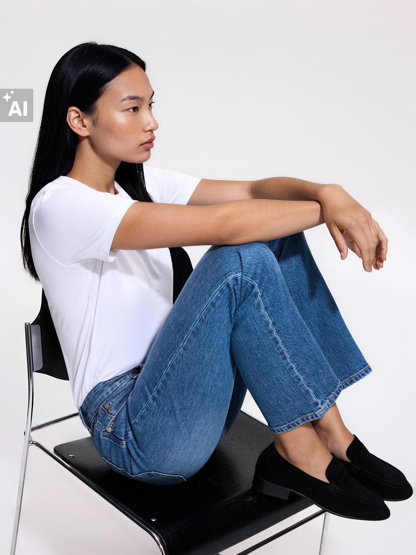 Blue Jeans Straight Slim Jeans, Blue, large image number 3
