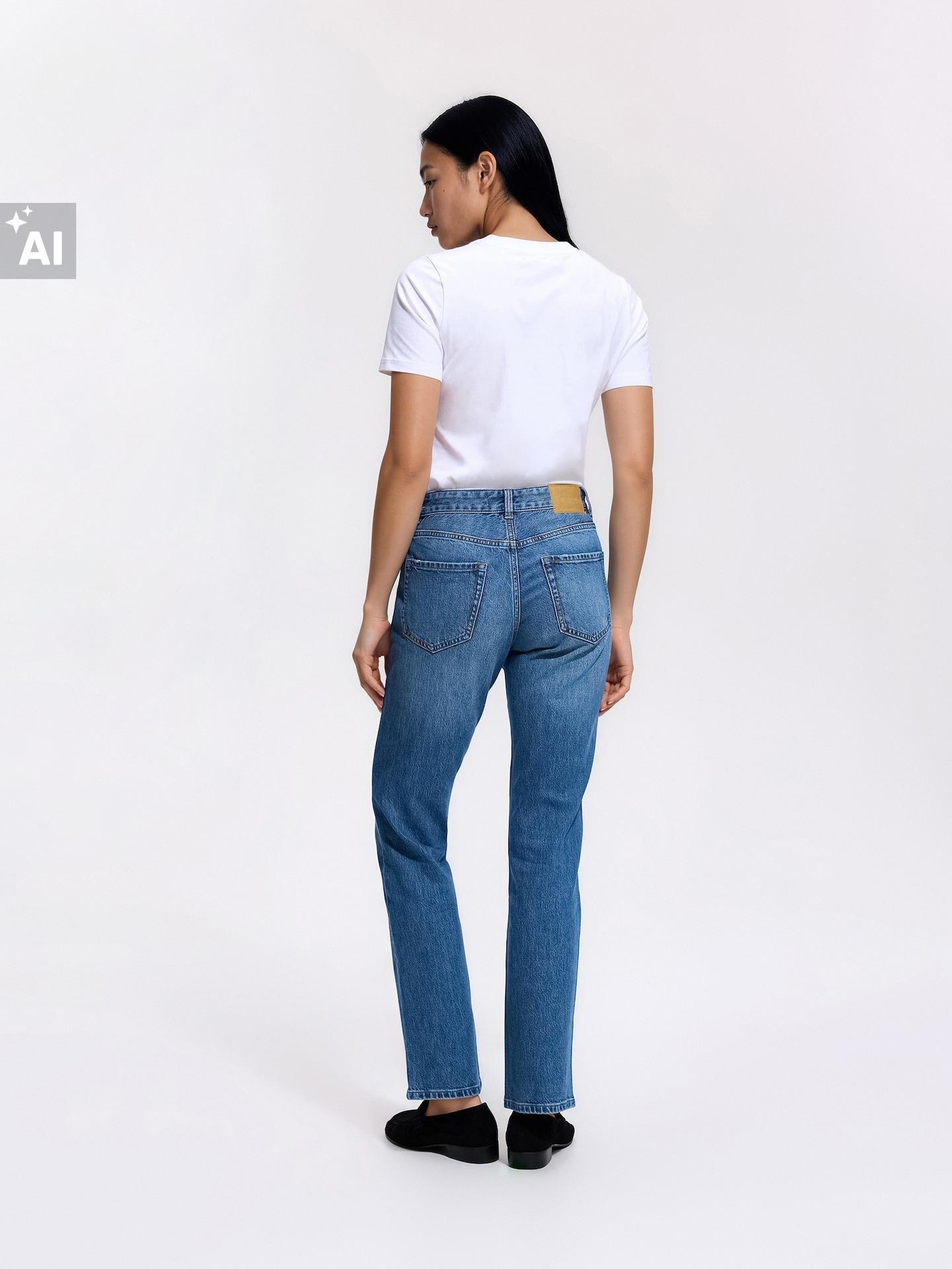 Blue Jeans Straight Slim Jeans, Blue, large image number 4