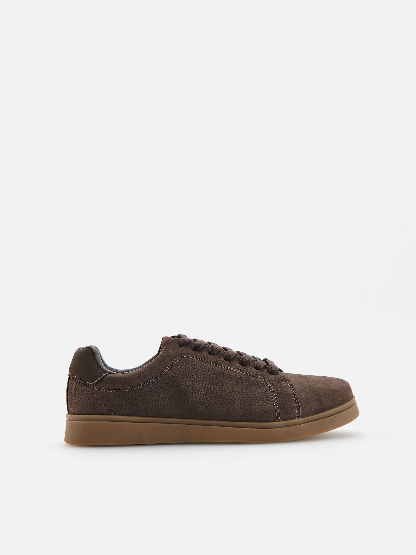 Brown Leather Rich Sneakers, Brown, medium