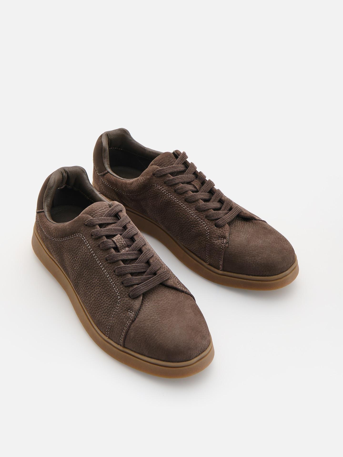 Brown Leather Rich Sneakers, Brown, medium