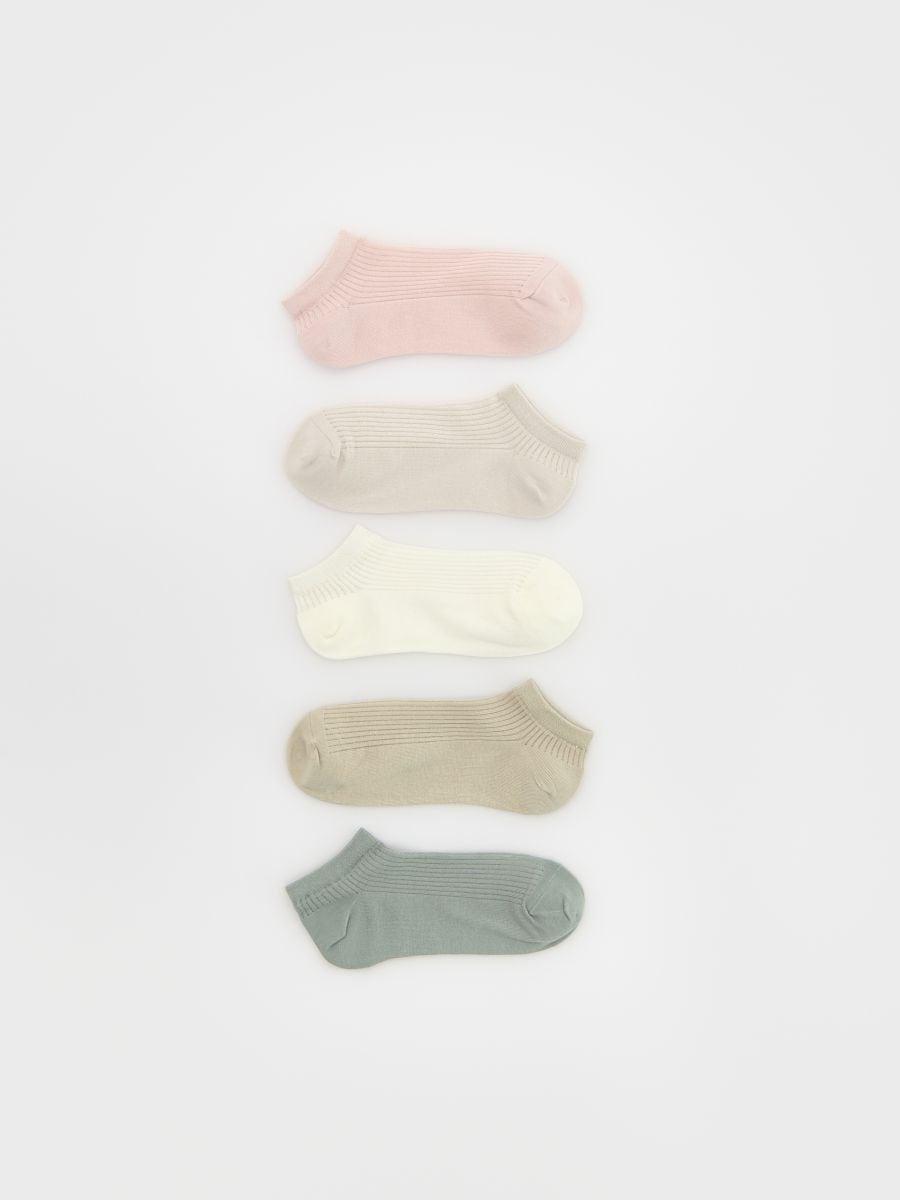 Cream Short Socks 5 Pack, , large image number 0