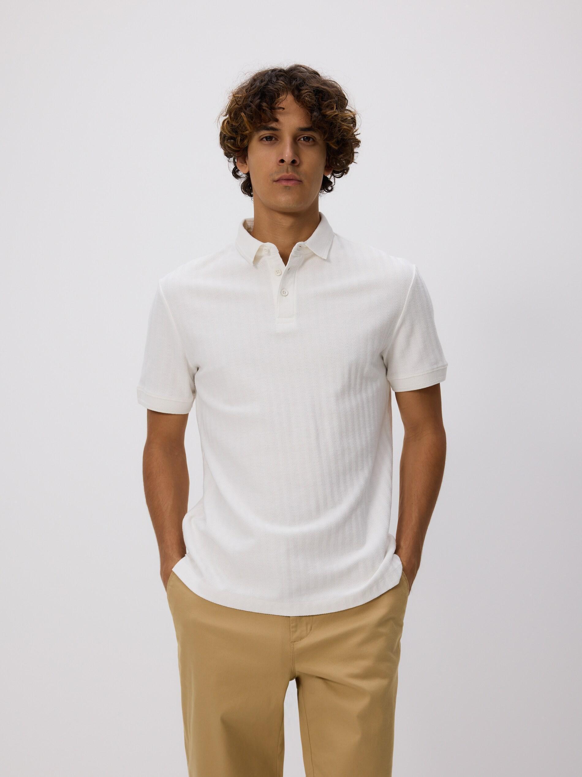 CREAM Regular fit structural polo shirt, Ivory, medium