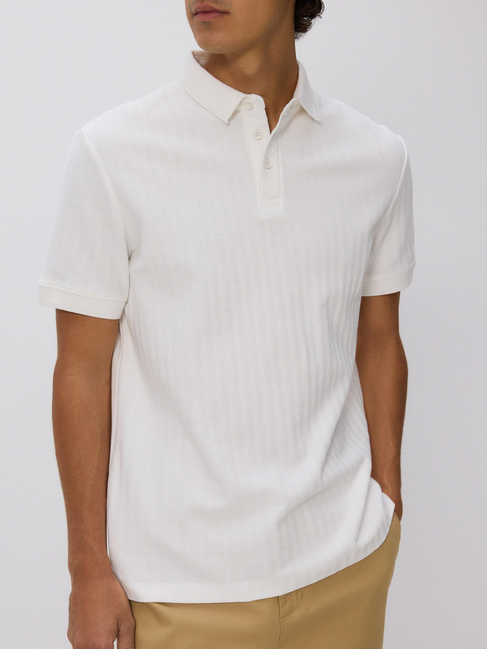 CREAM Regular fit structural polo shirt, Ivory, medium