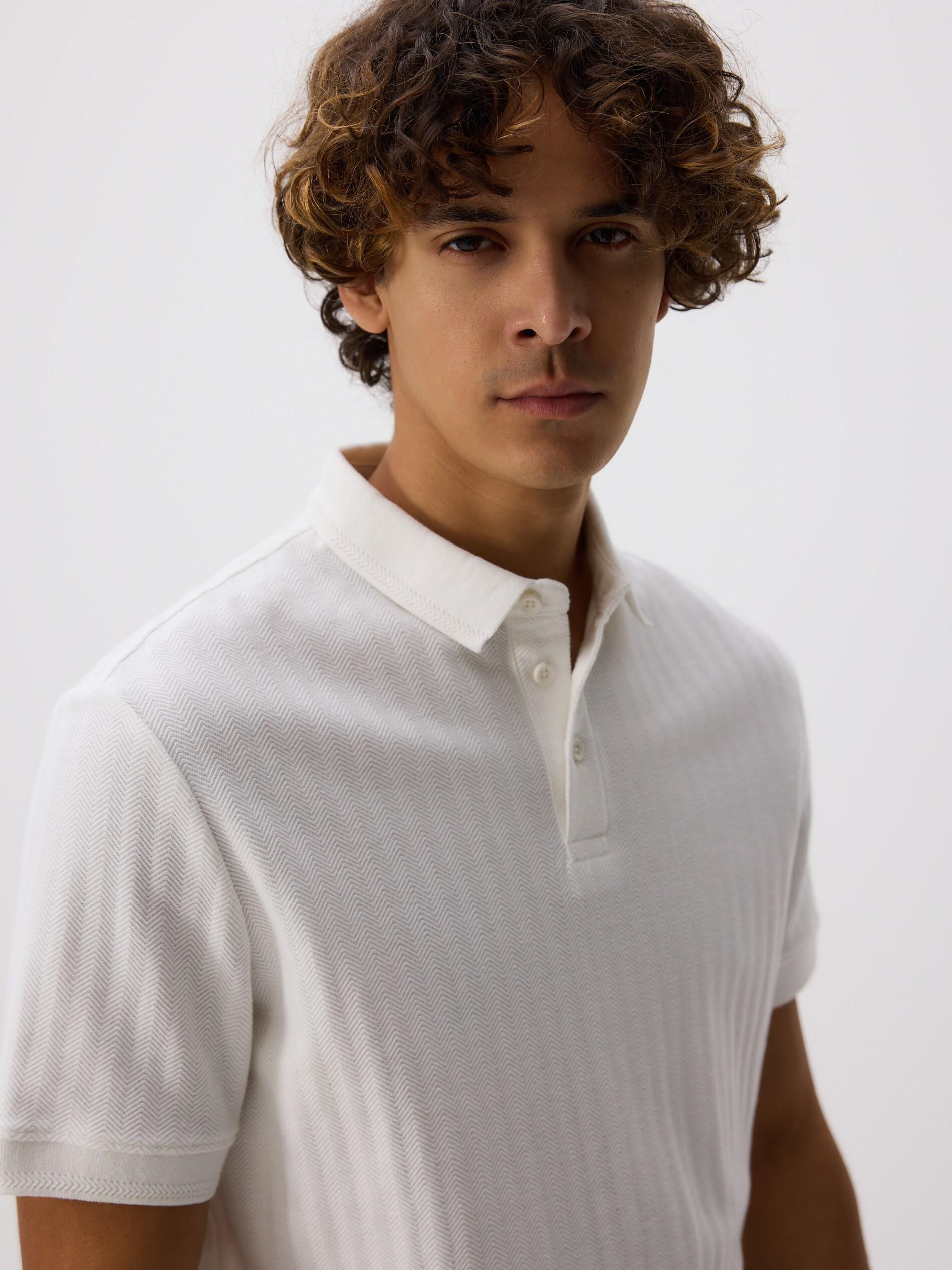 CREAM Regular fit structural polo shirt, Ivory, medium