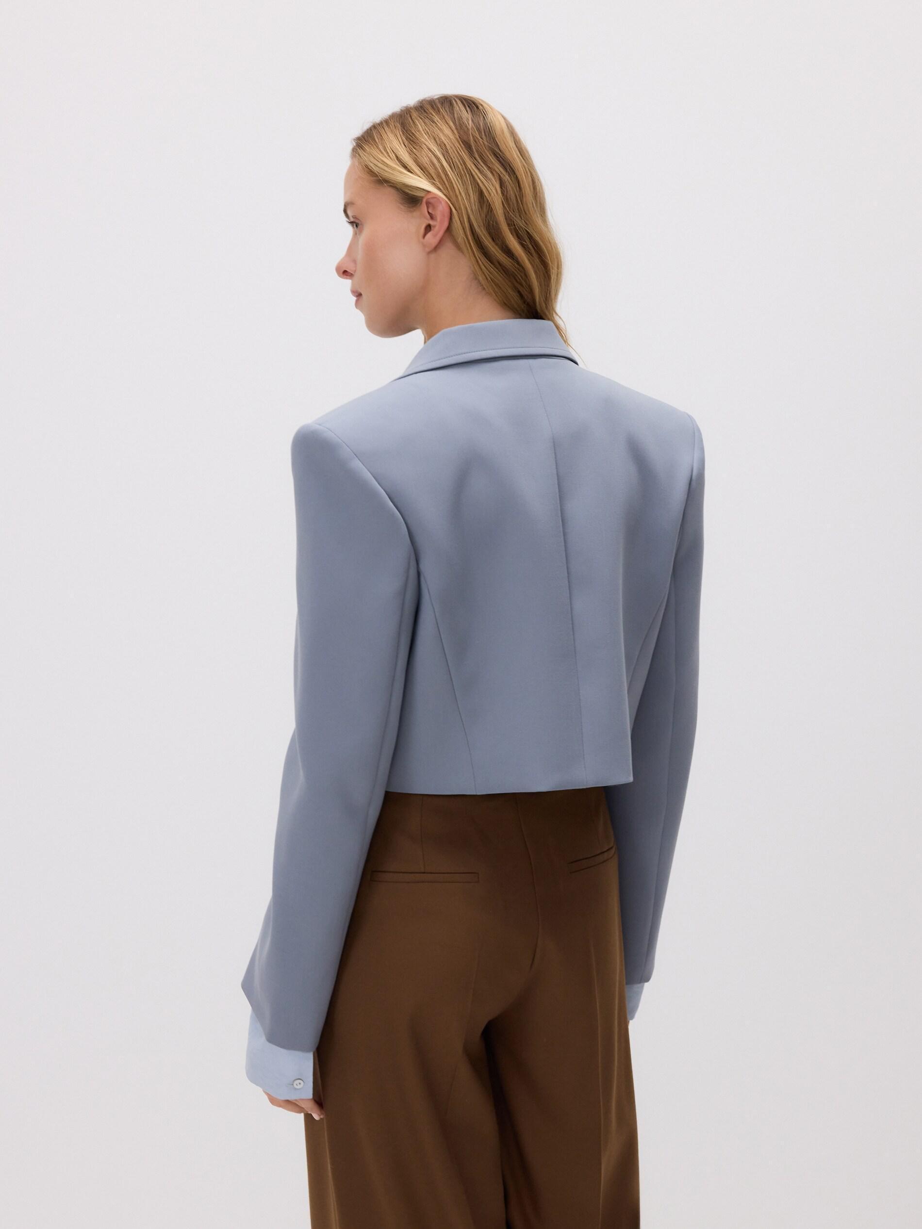 Navy Cropped Blazer, Blue, large image number 3
