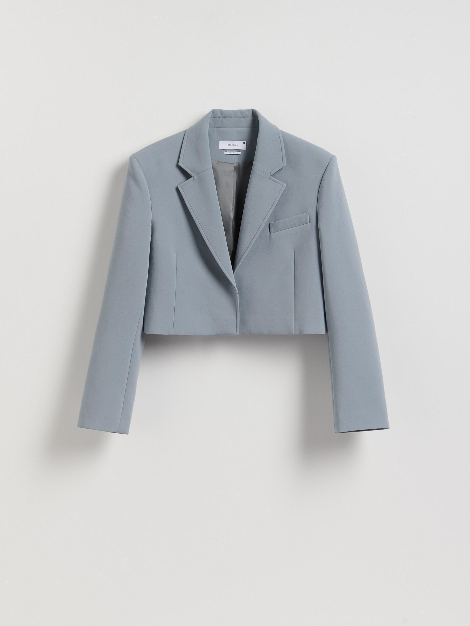 Navy Cropped Blazer, Blue, large image number 4