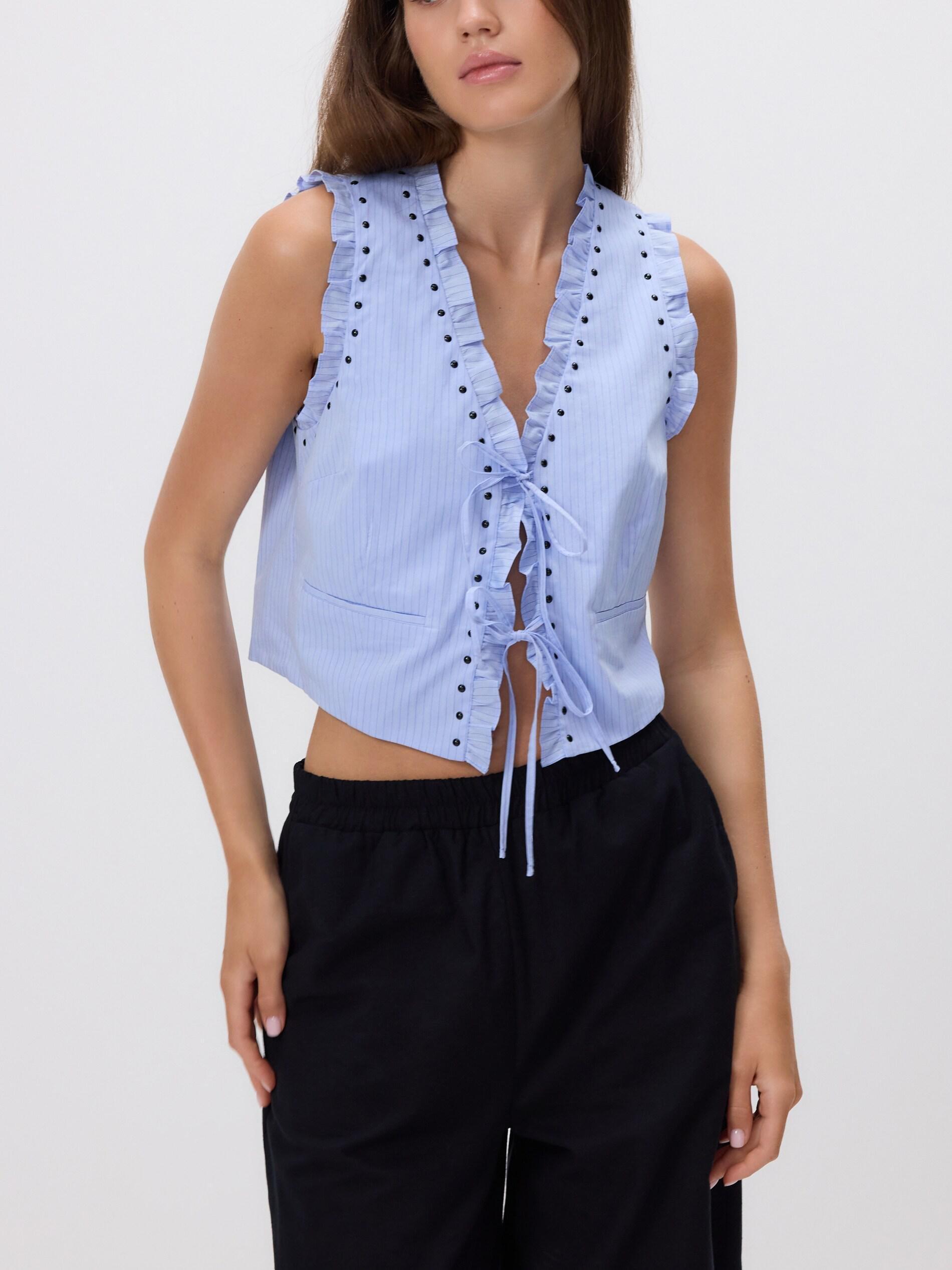 LIGHT BLUE Vest with tie detail, Blue, medium