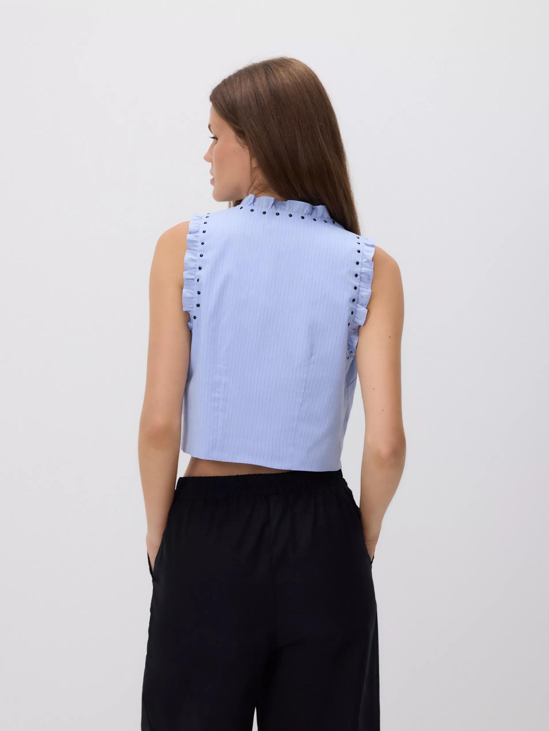 Blue Vest With Tie Detail, , large image number 3