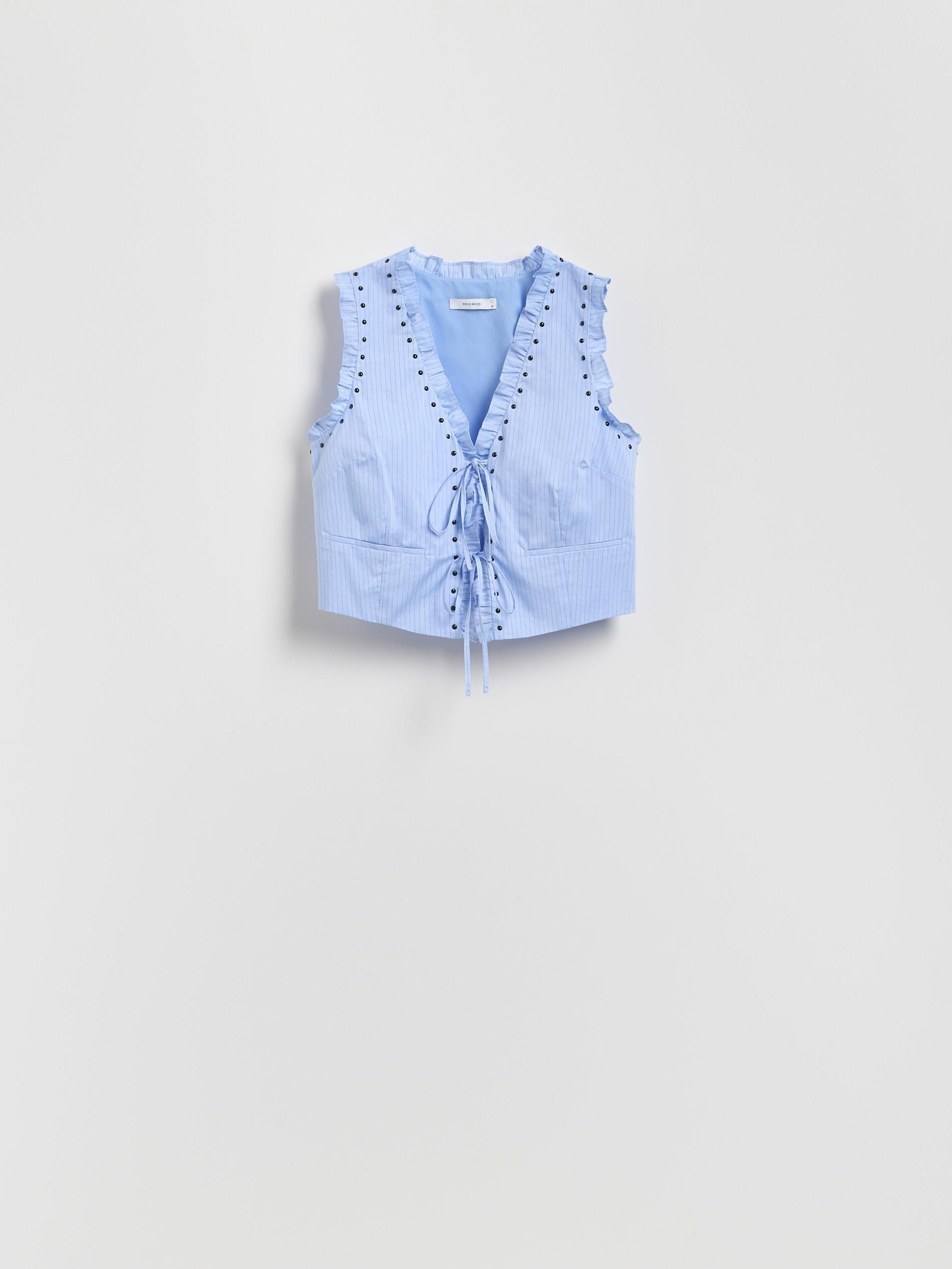 Blue Vest With Tie Detail, , large image number 4