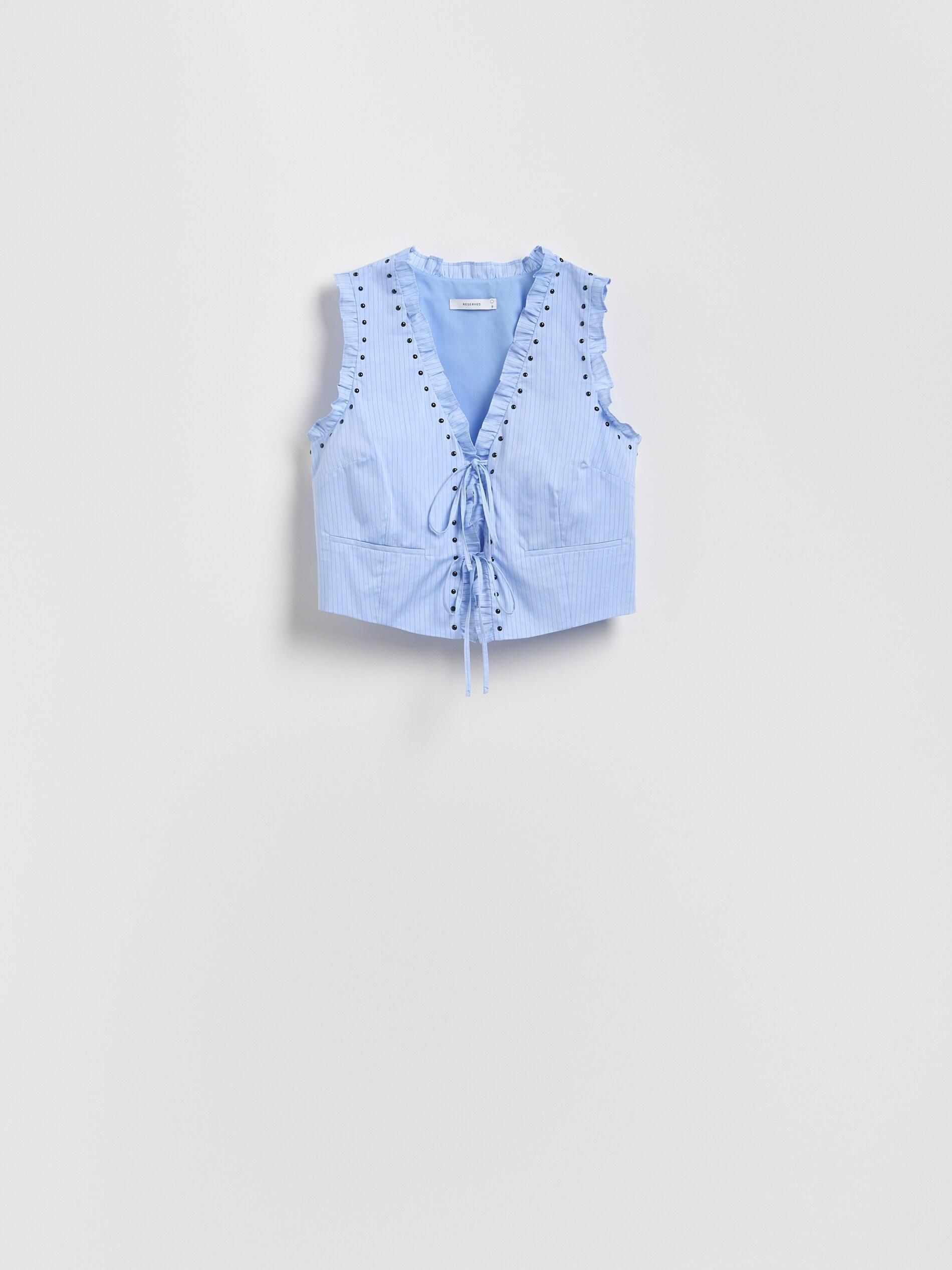 LIGHT BLUE Vest with tie detail, Blue, large image number 4