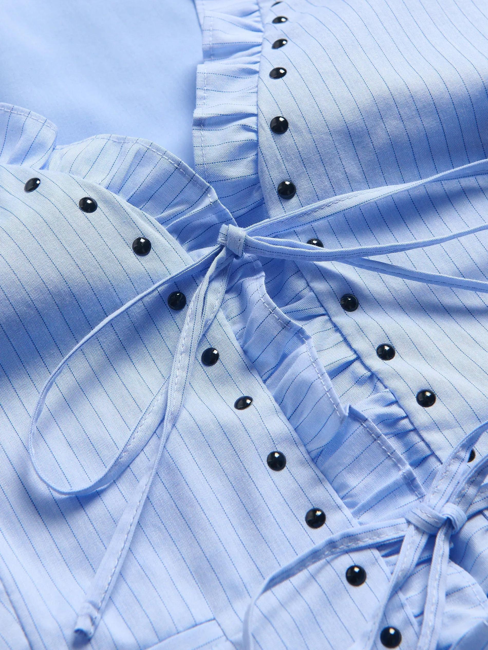Blue Vest With Tie Detail, , large image number 5