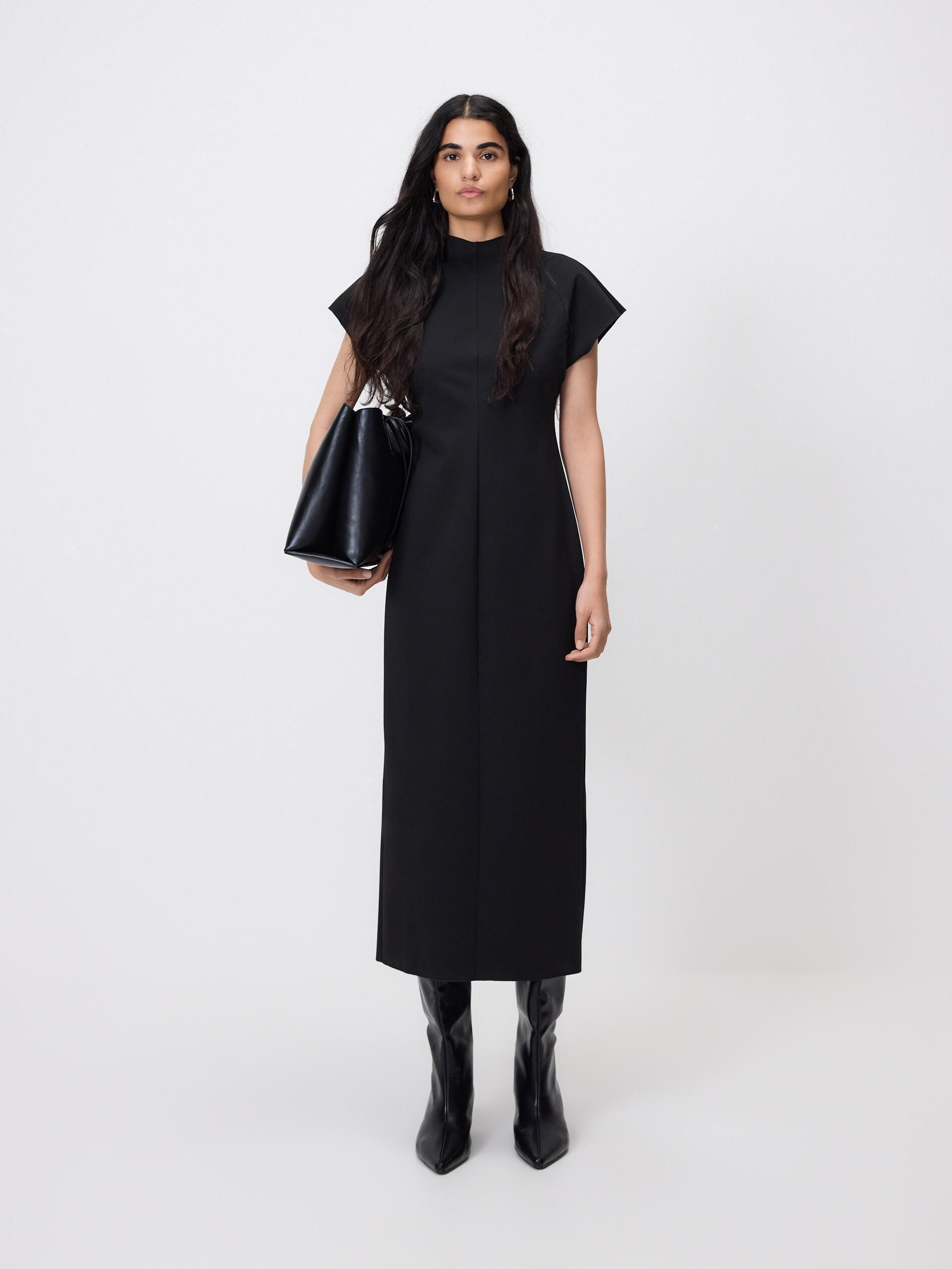 Black Viscose Rich Dress, Black, medium