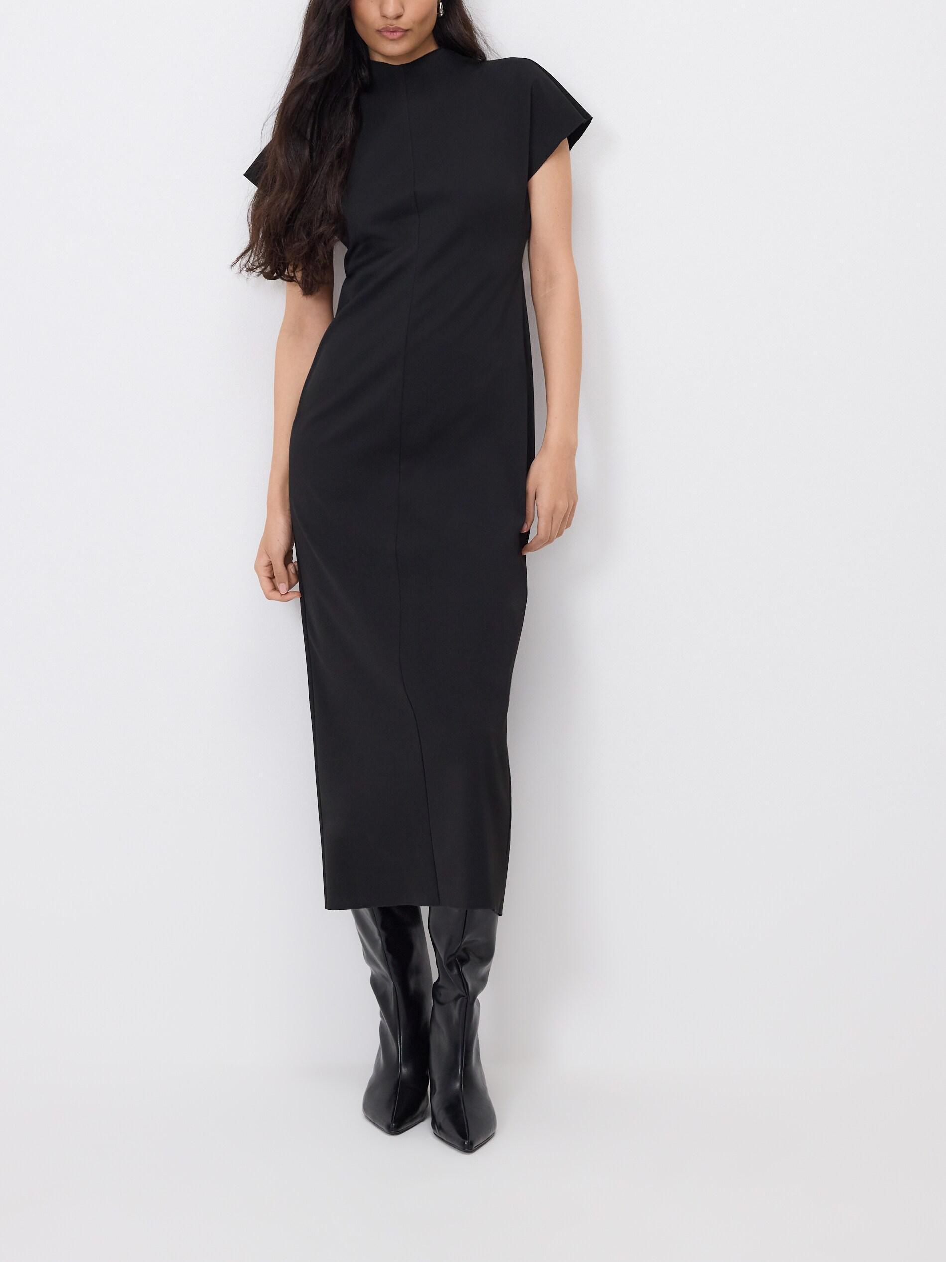 Black Viscose Rich Dress, Black, medium