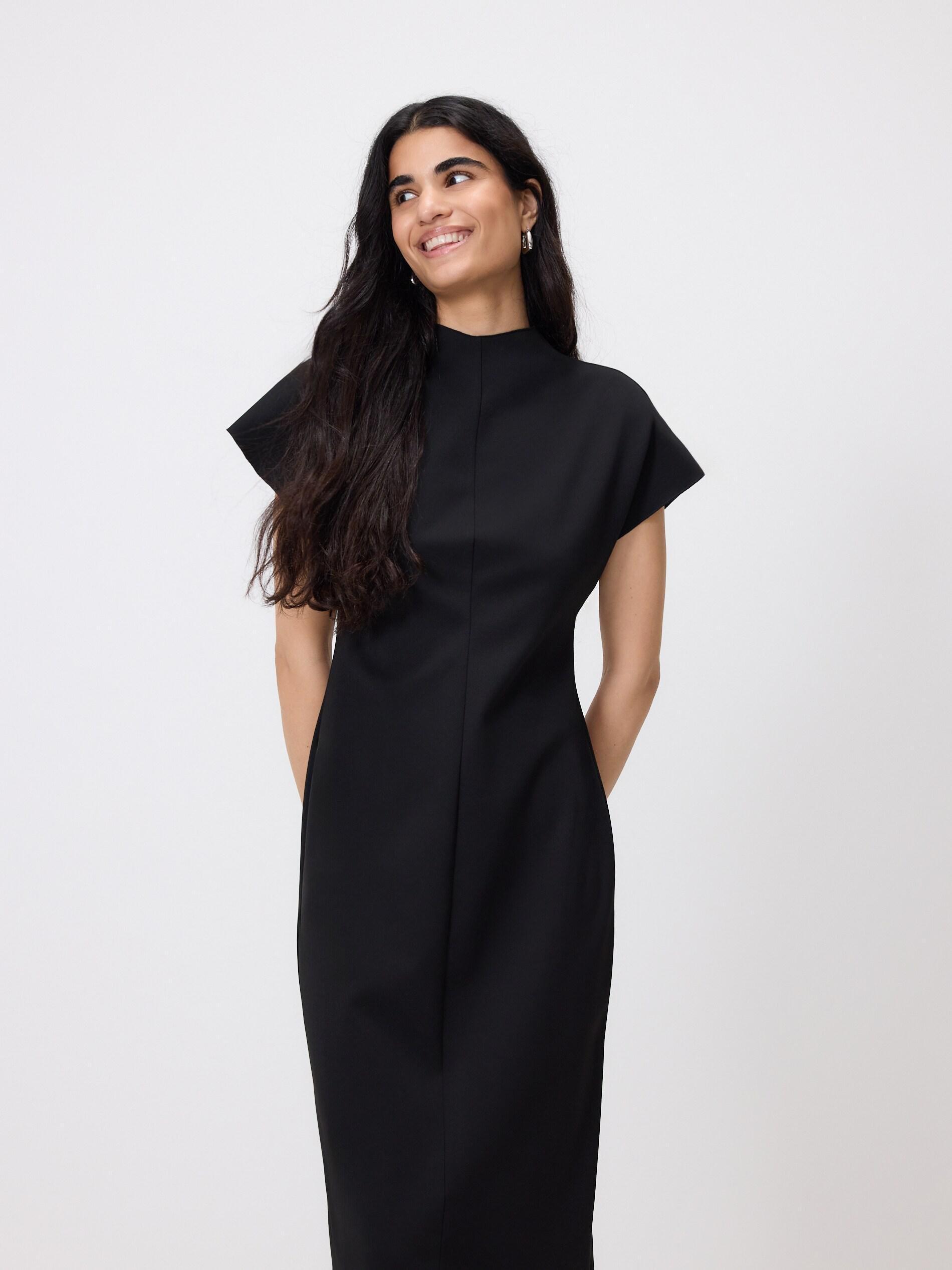 Black Viscose Rich Dress, Black, large image number 3